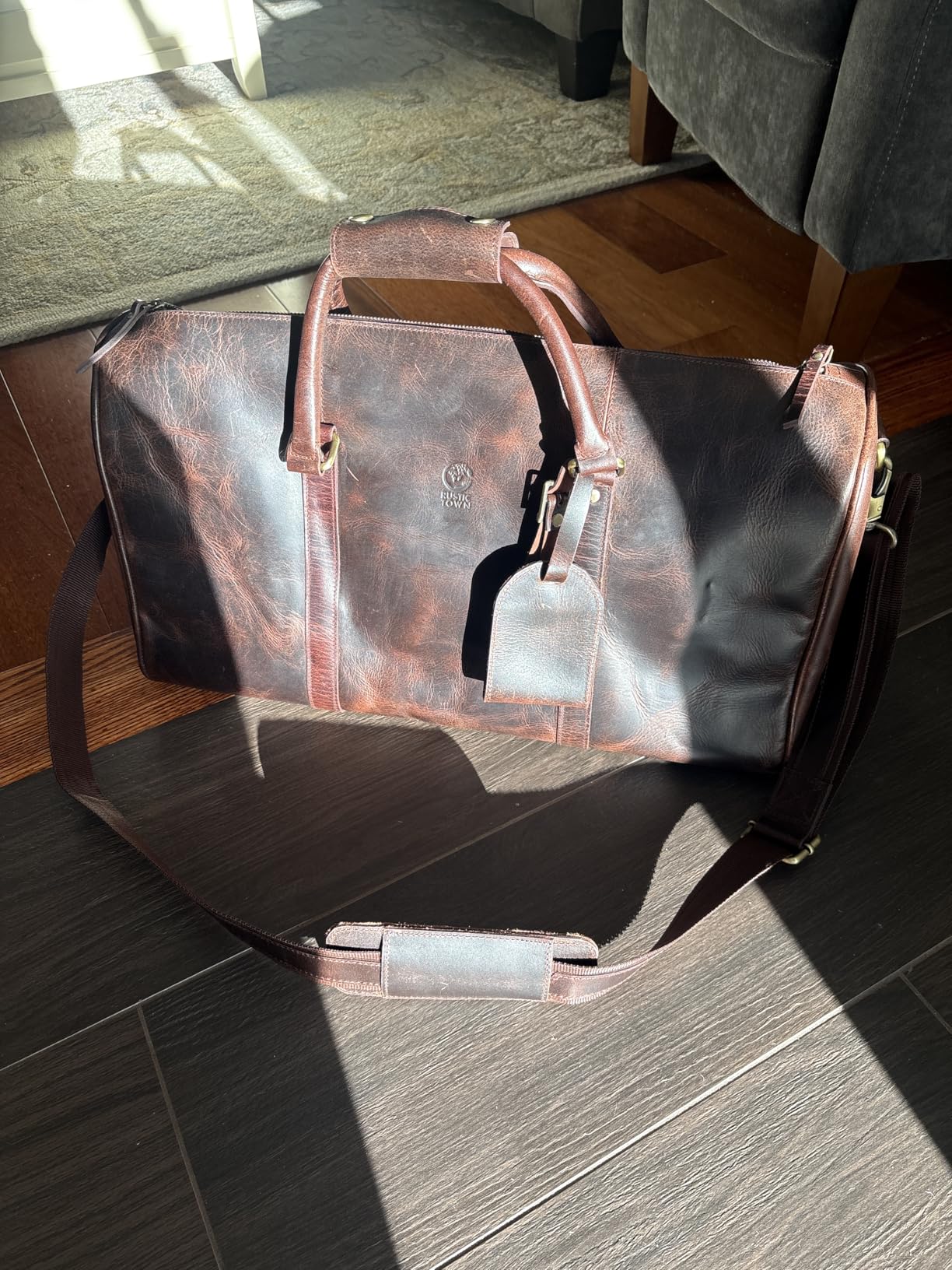 Leather Duffle Bag for Men - Full Grain Leather Travel Bag - TSA Approved Carry On Weekender Overnight Duffel Bag (20 inch) customer photo 1