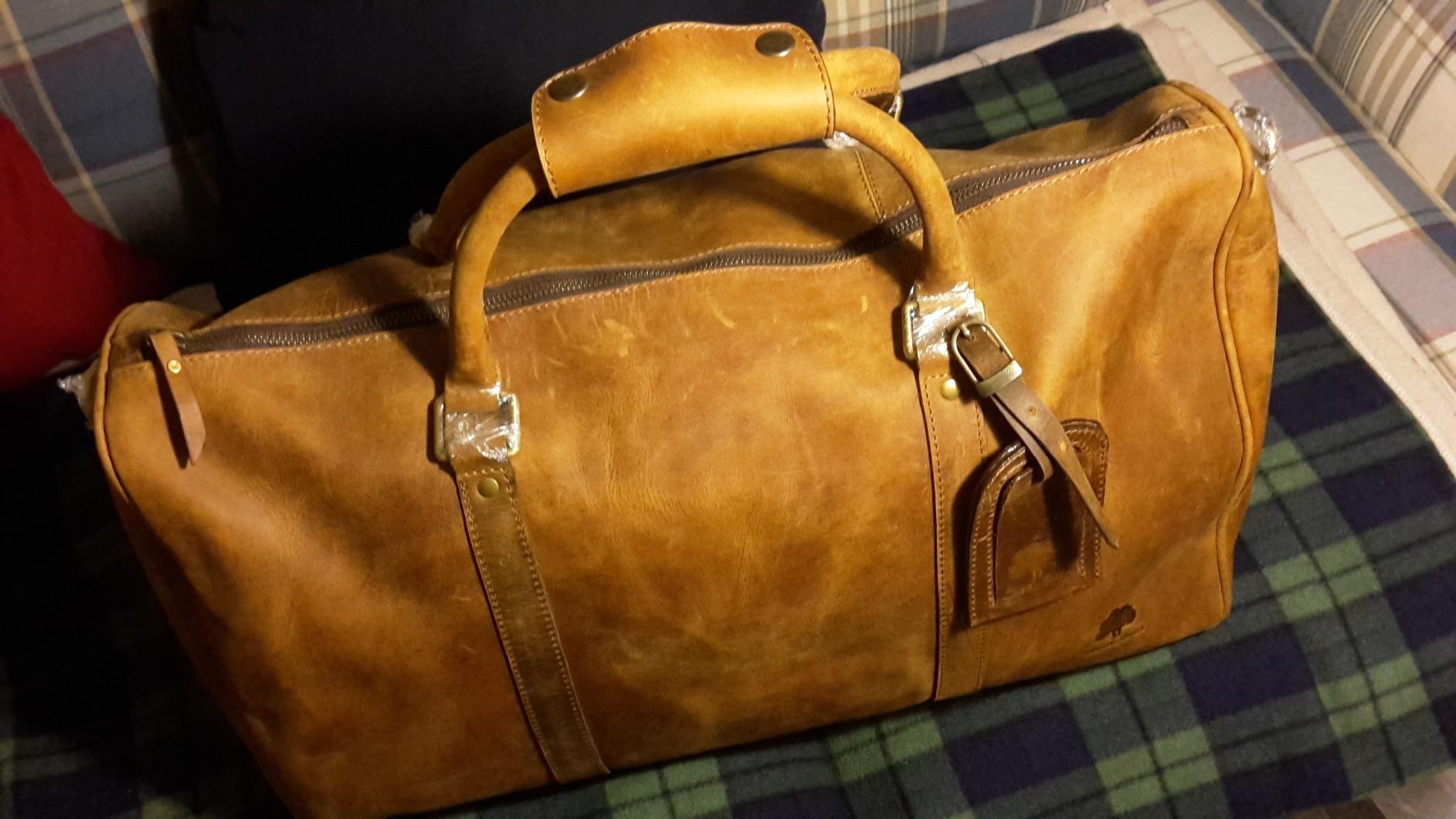 Leather Duffle Bag for Men - Full Grain Leather Travel Bag - TSA Approved Carry On Weekender Overnight Duffel Bag (20 inch) customer photo 2