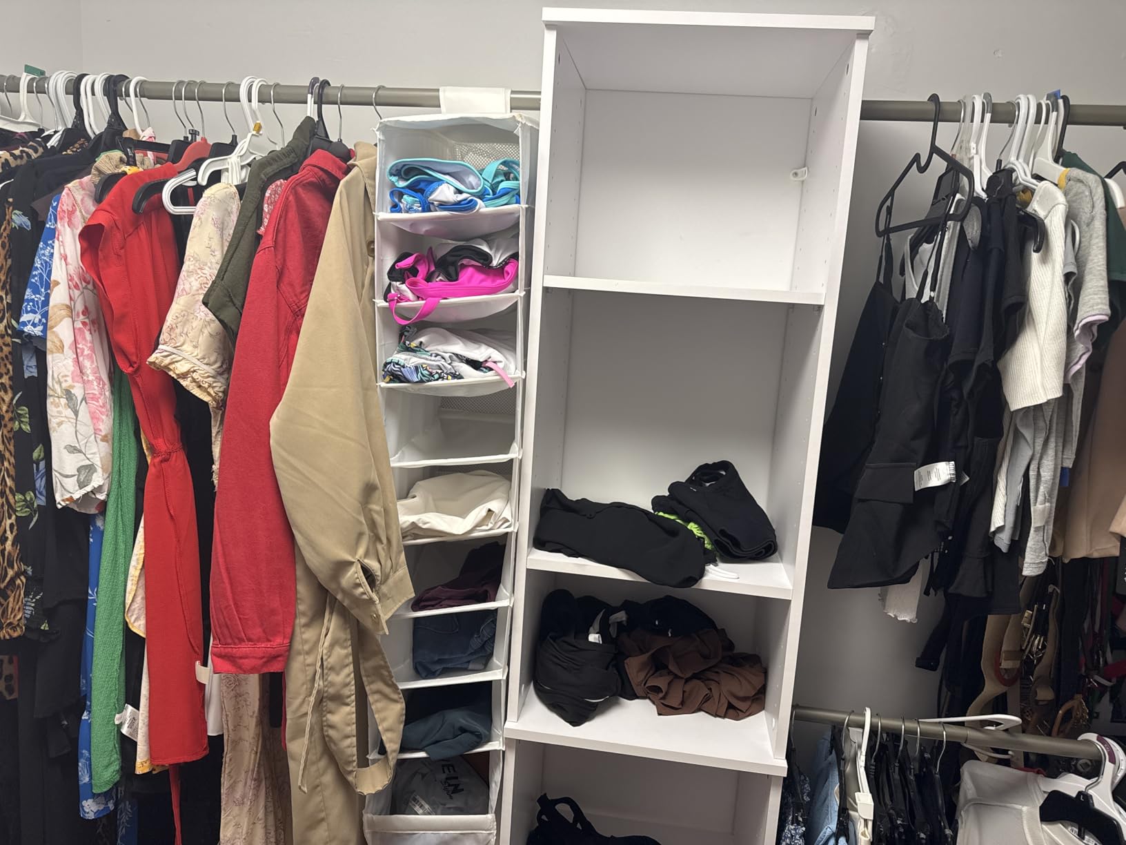 ClosetMaid SuiteSymphony Wood Closet Organizer Starter Kit with Tower and 3 Hang Rods, Shelves, Adjustable, Fits Spaces 4 - 9 ft. Wide, Natural Gray customer photo 1