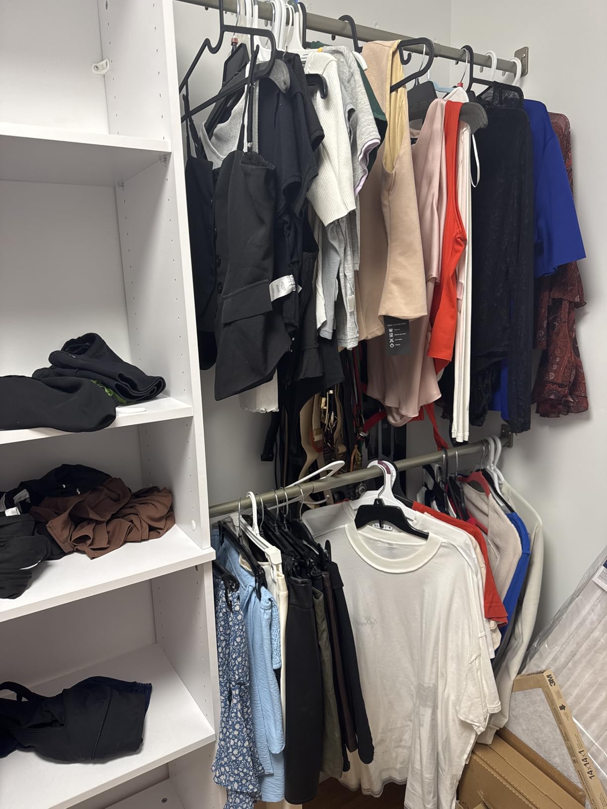 ClosetMaid SuiteSymphony Wood Closet Organizer Starter Kit with Tower and 3 Hang Rods, Shelves, Adjustable, Fits Spaces 4 - 9 ft. Wide, Natural Gray customer photo 2