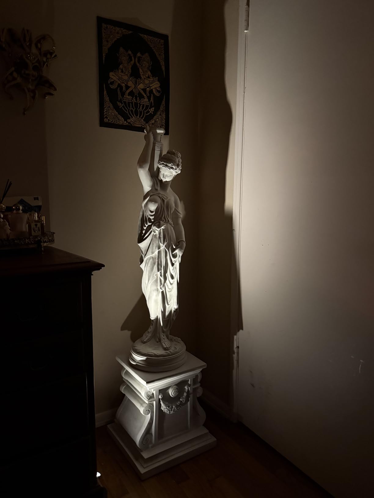 Dione the Divine Greek Water Woman Indoor/Outdoor Garden Statue, Grande, 38 inches tall, Cast Stone Resin, Antique Stone Finish customer photo 1