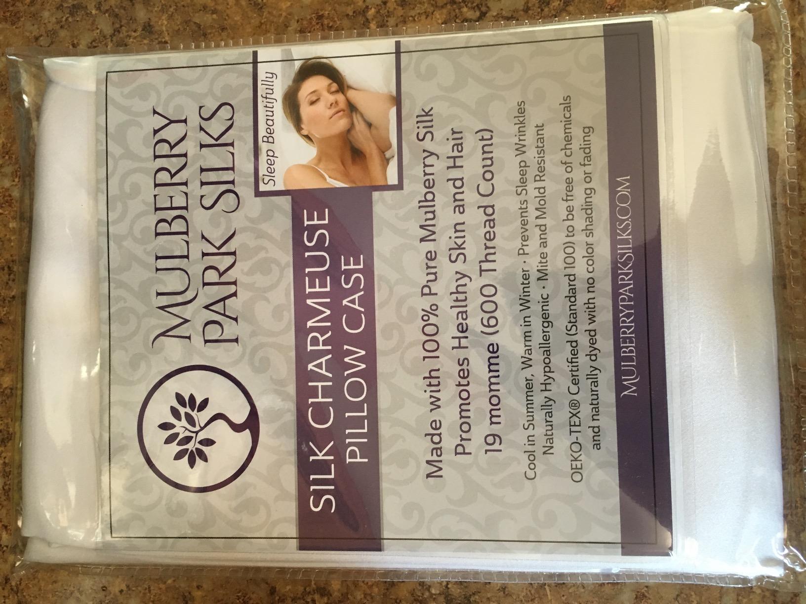 Mulberry Park 100% Silk Pillowcase - 19 Momme, Grade 6A Mulberry Silk - Deep Envelope Closure - White/Standard (20'' x 26'') customer photo 1