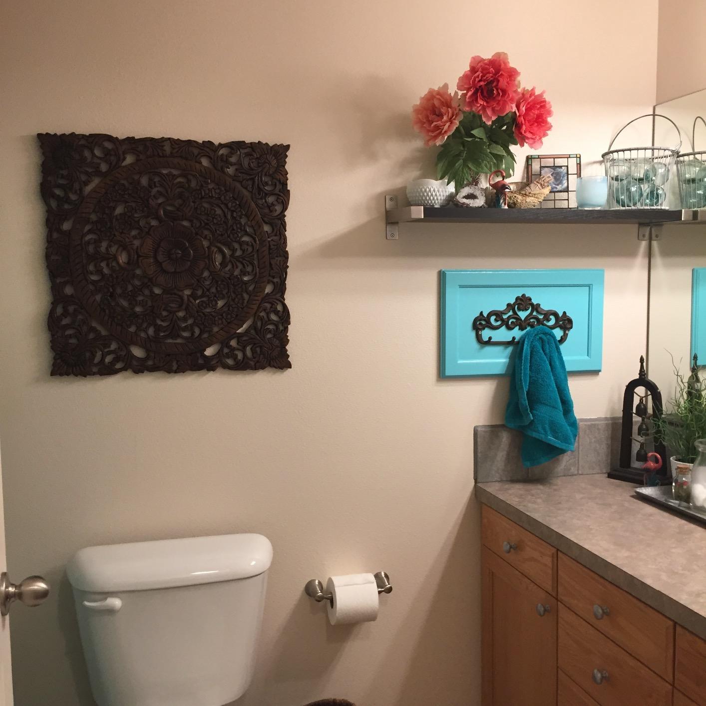 Carved Wood Wall Art- Oriental Carved Lotus Wood Plaque 24