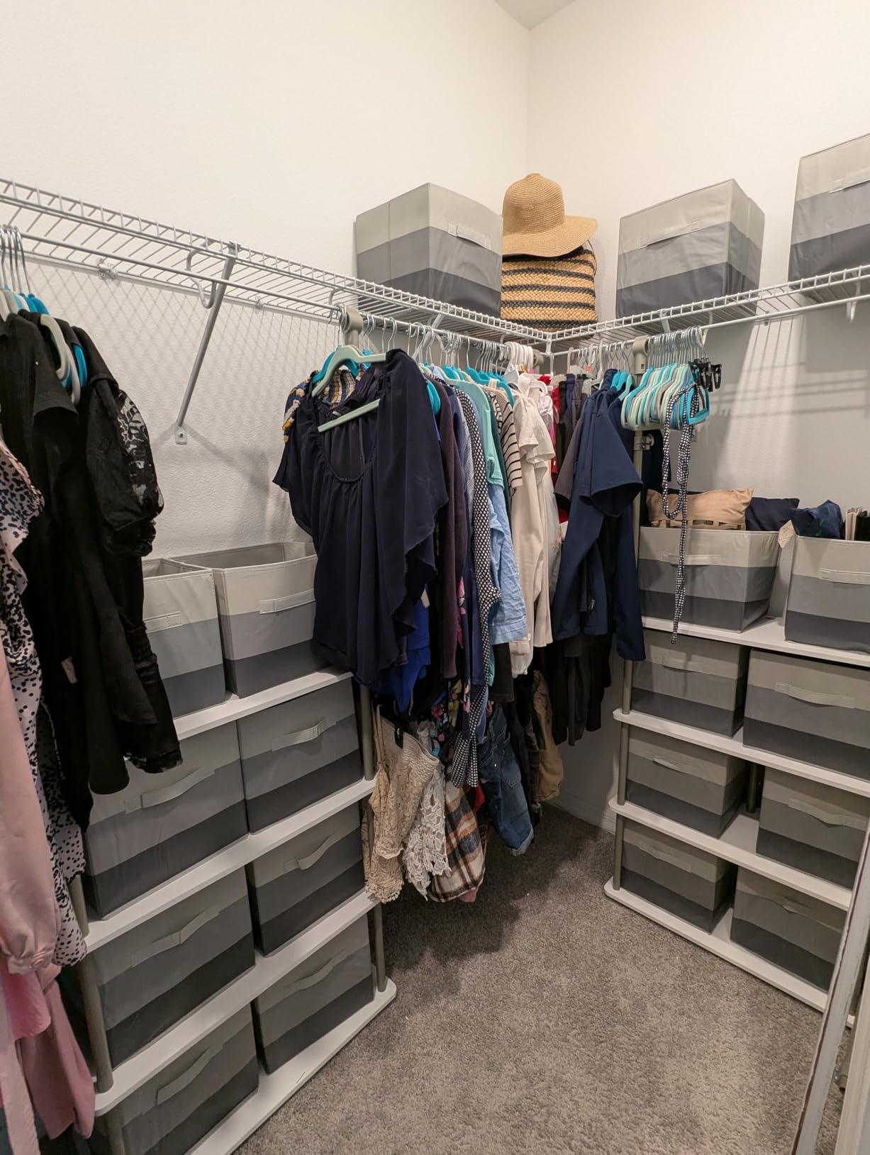 ClosetMaid Maximizer Closet Accessory, Add Adjustable Storage Space, 4 Shelves, Double Hang Rod, Tool Free, Add On Unit, White customer photo 2