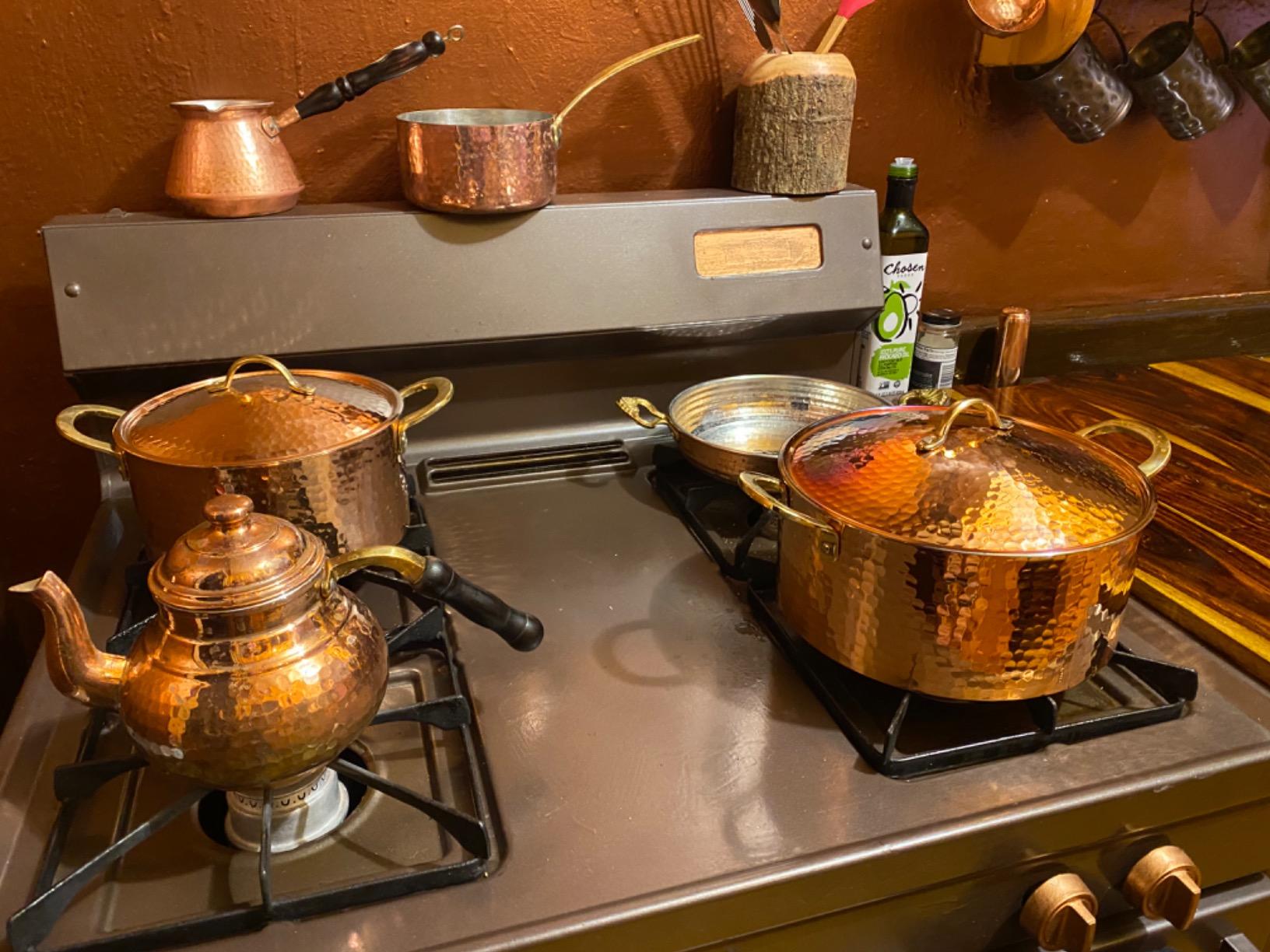 1.2MM Thick Hammered Copper Soup Pot Casserole Pan Dish Dutch Oven, 4 Quarts (9