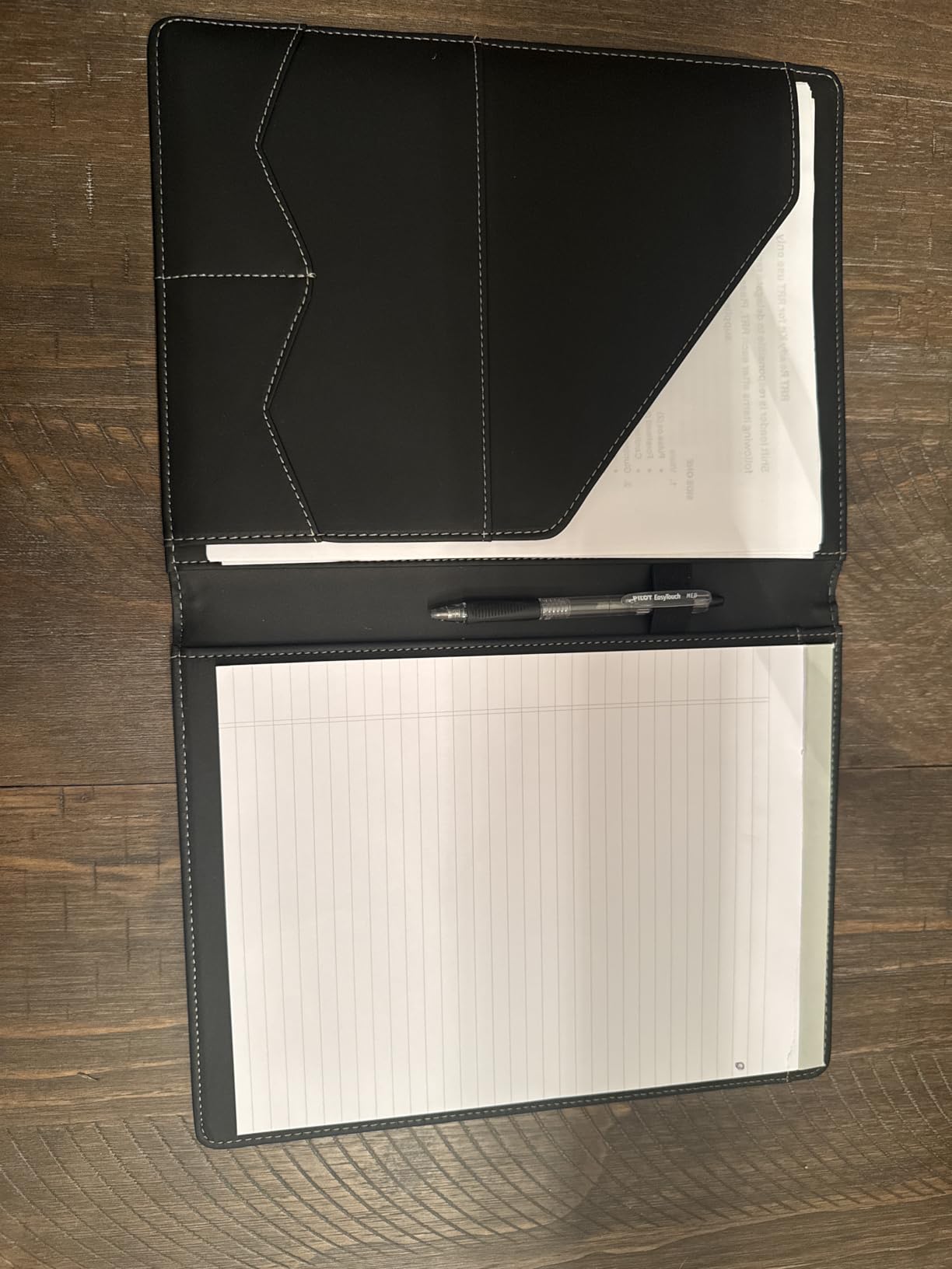 STYLIO Padfolio Portfolio Organizer Binder | Interview Resume Folder, Legal Document, Business Card Holder | w/Letter-Sized Notepad | Handsome Piano Noir Faux Leather Folio Matte Finish, Accent Stitch customer photo 1