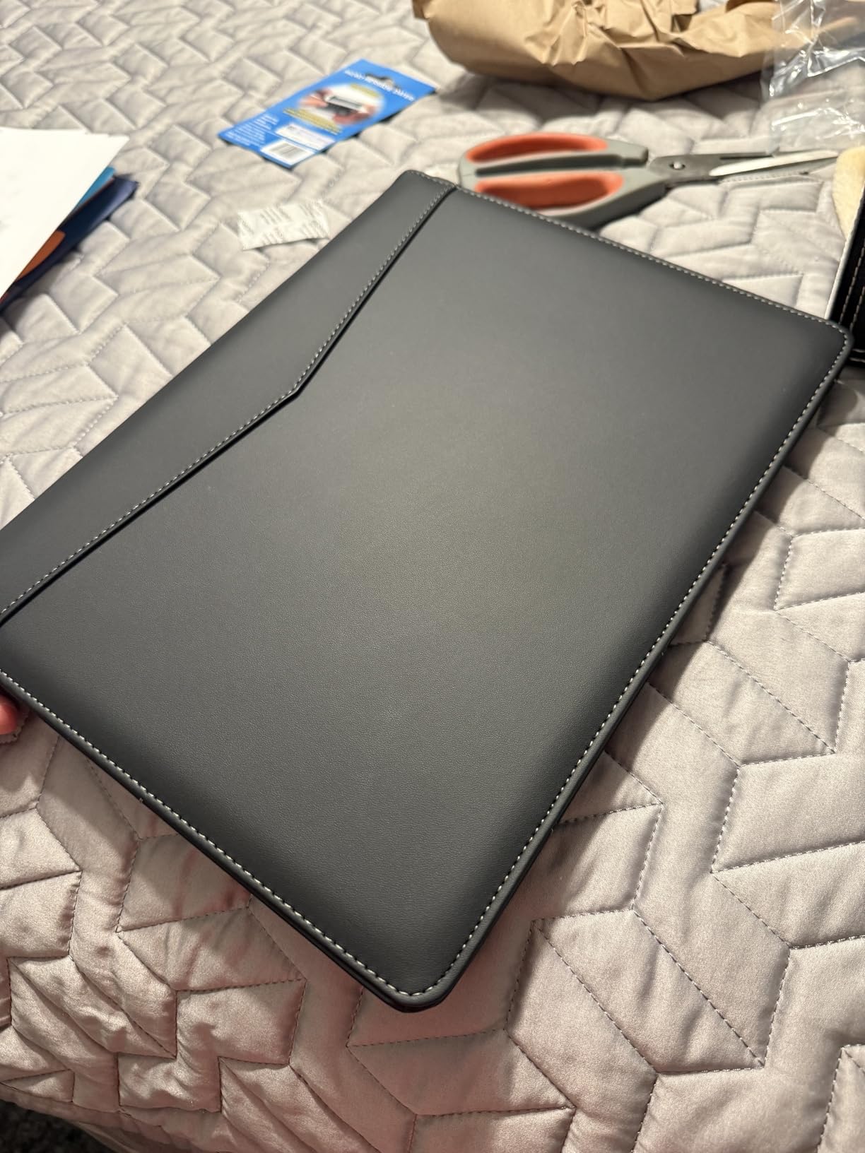 STYLIO Padfolio Portfolio Organizer Binder | Interview Resume Folder, Legal Document, Business Card Holder | w/Letter-Sized Notepad | Handsome Piano Noir Faux Leather Folio Matte Finish, Accent Stitch customer photo 2