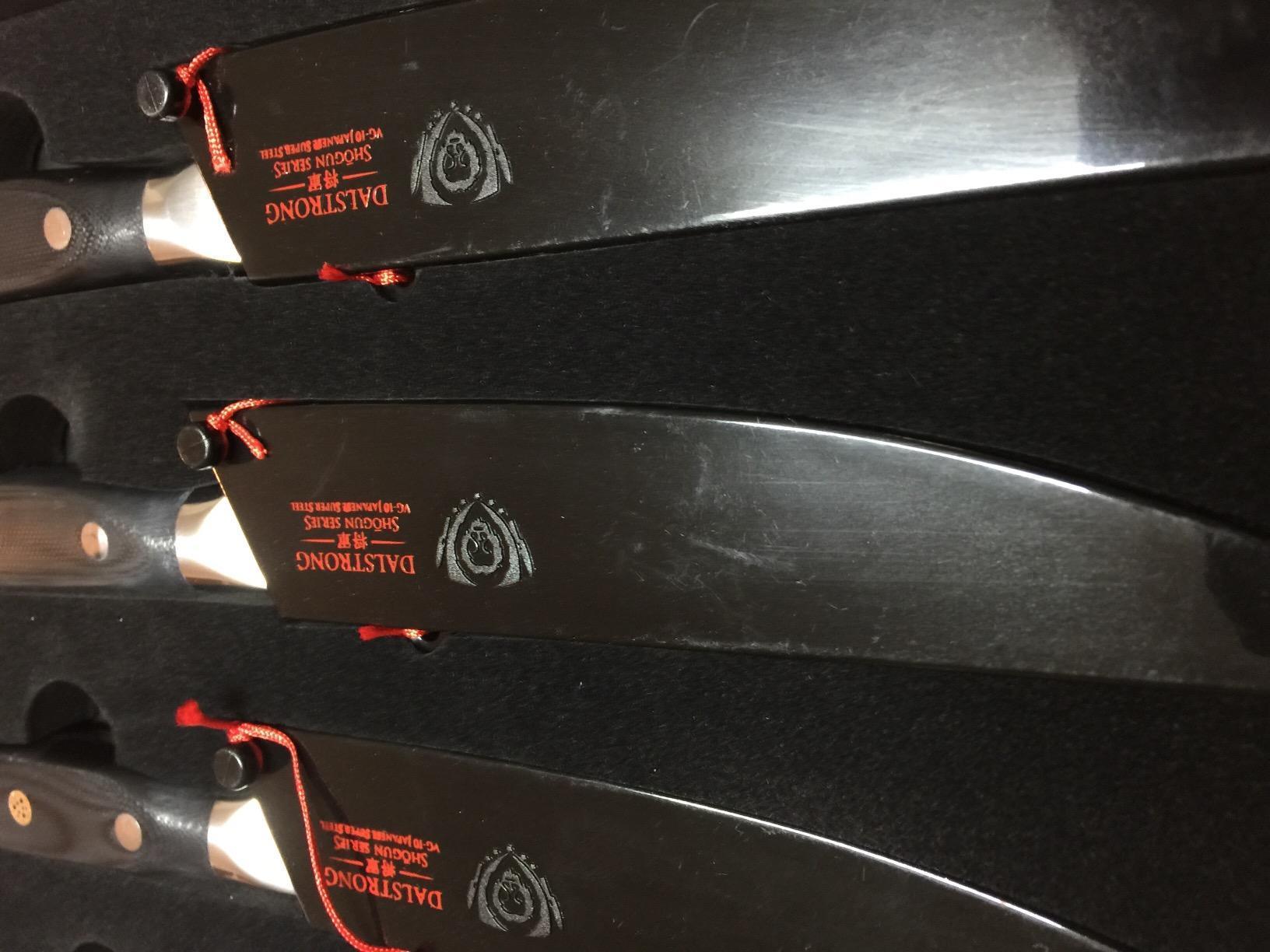 Dalstrong Non Serrated Steak Knives Set of 4-5 inch Straight Blade Steak Knife Set - Sheaths - AUS-10V Japanese Steel - Black G10 Handle - Shogun Series Elite - Dinner Set Cuchillos para Carne customer photo 1