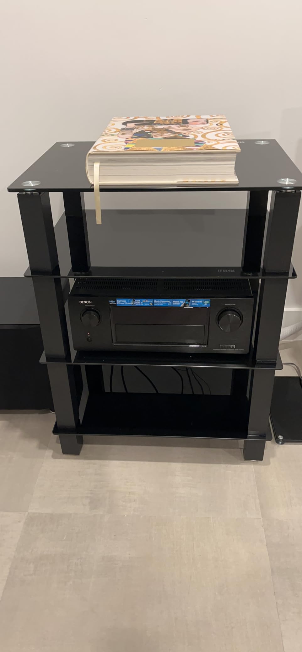 FITUEYES 4-Tier Media Stand Audio/Video Component Cabinet with Glass Shelf for/Apple Tv/Xbox One/ps4 AS406002GB customer photo 1