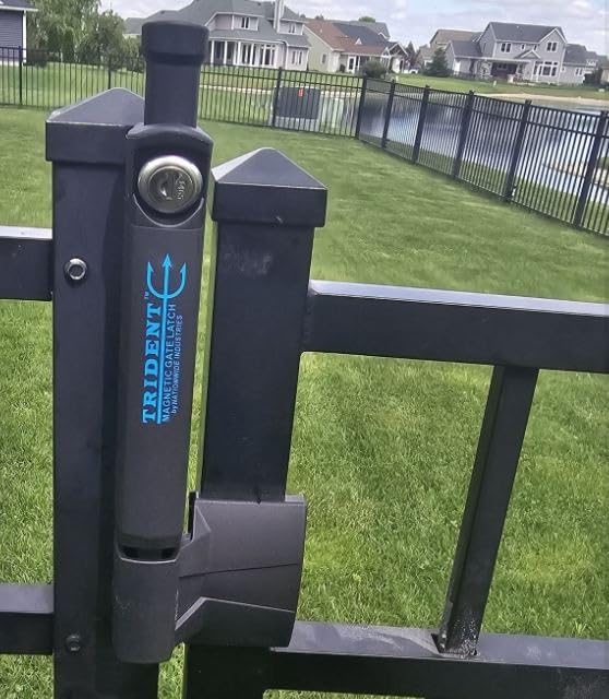 Trident 10 Inch Tall Black Magnetic Pool Child Safety Gate Latch | Keyed Alike | TRIDENT-10-BK-KA customer photo 1