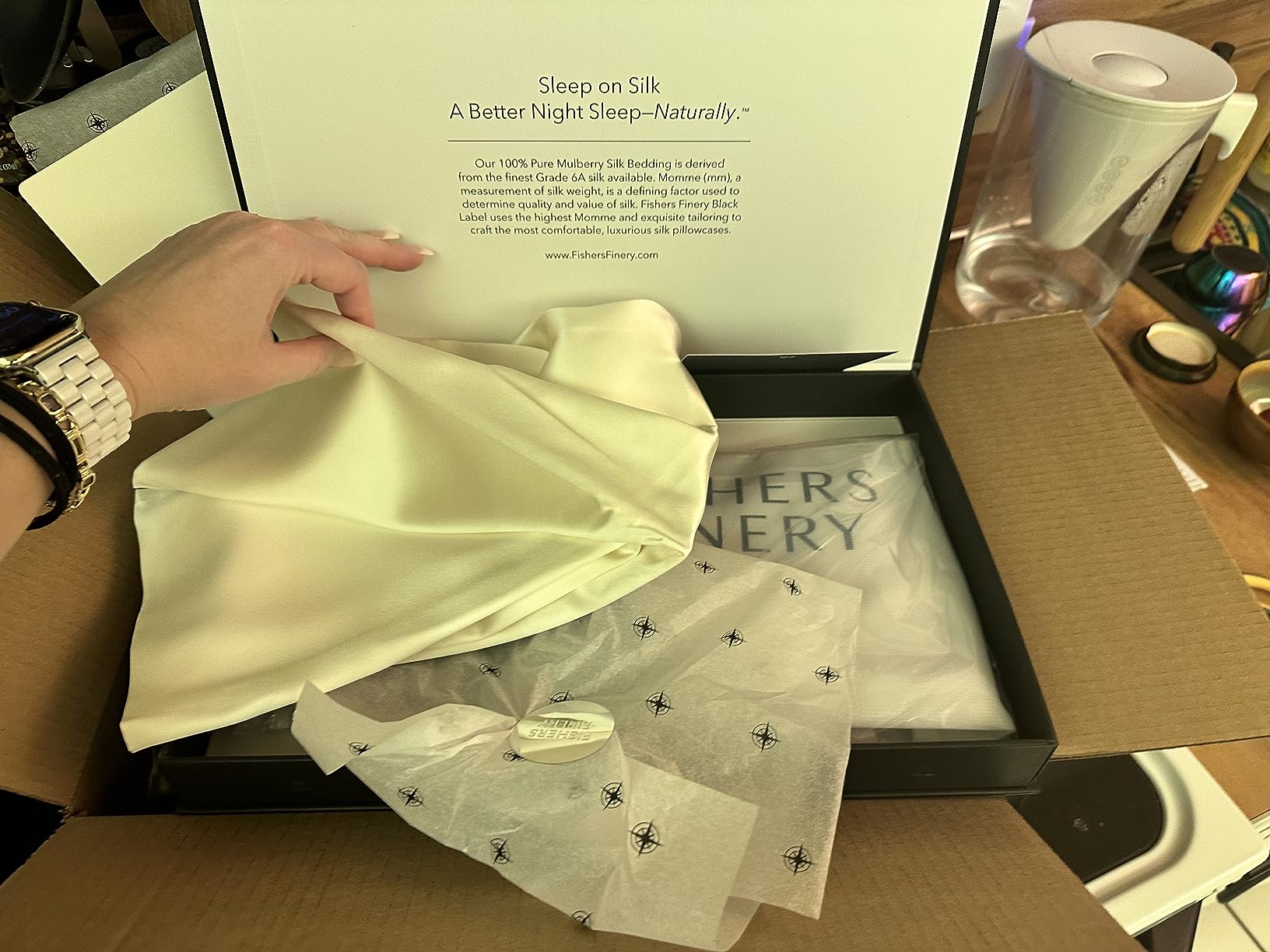 Fishers Finery 30mm 100% Pure Mulberry Silk Pillowcase, Quality Tested (White, Queen) customer photo 2