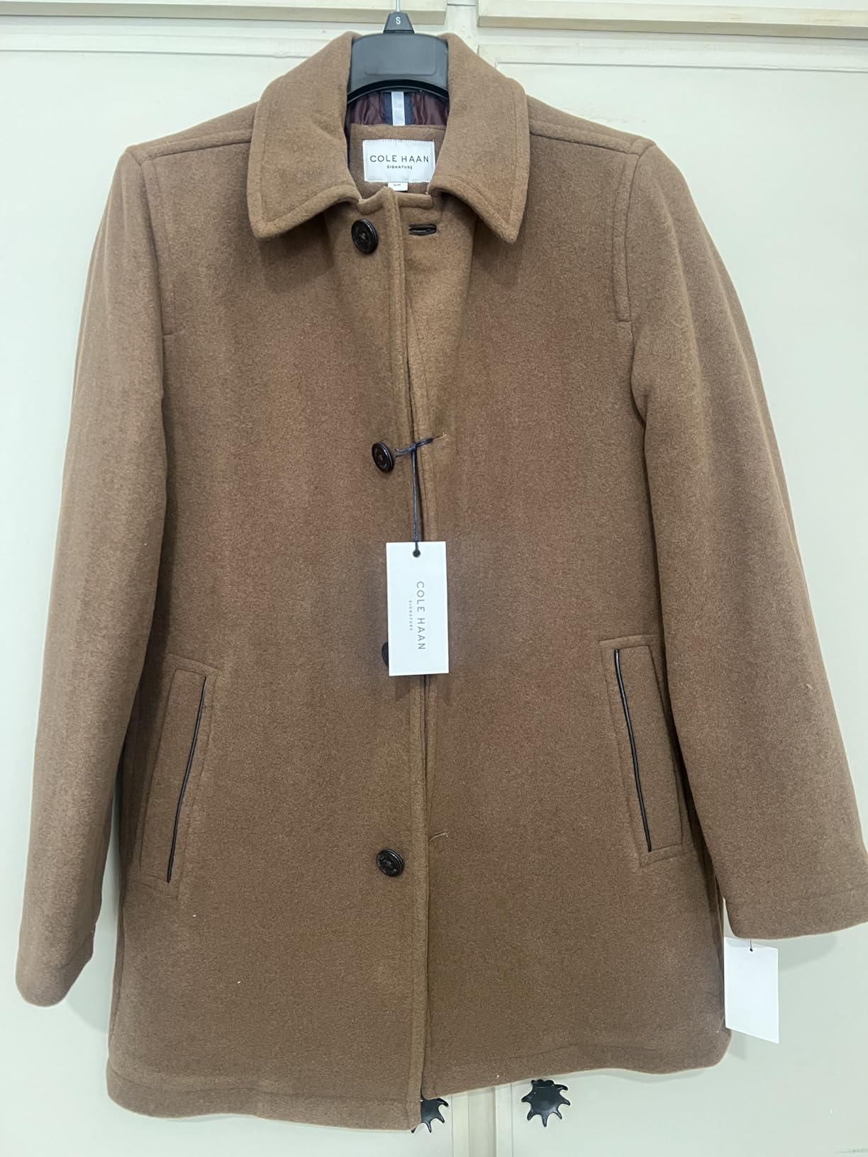 Cole Haan Men's Button Up Wool Plush Car Coat customer photo 2