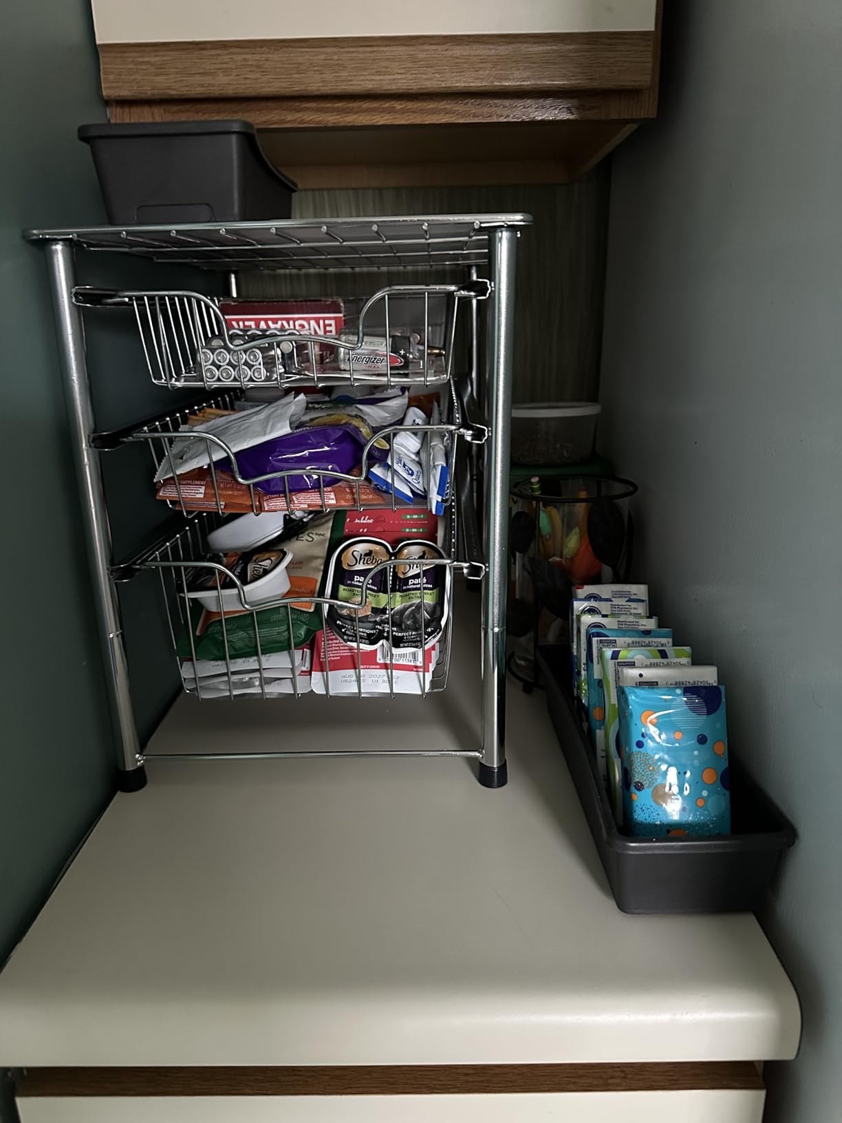 Simple Houseware Stackable 2 Tier Sliding Basket Organizer Drawer, Chrome customer photo 1