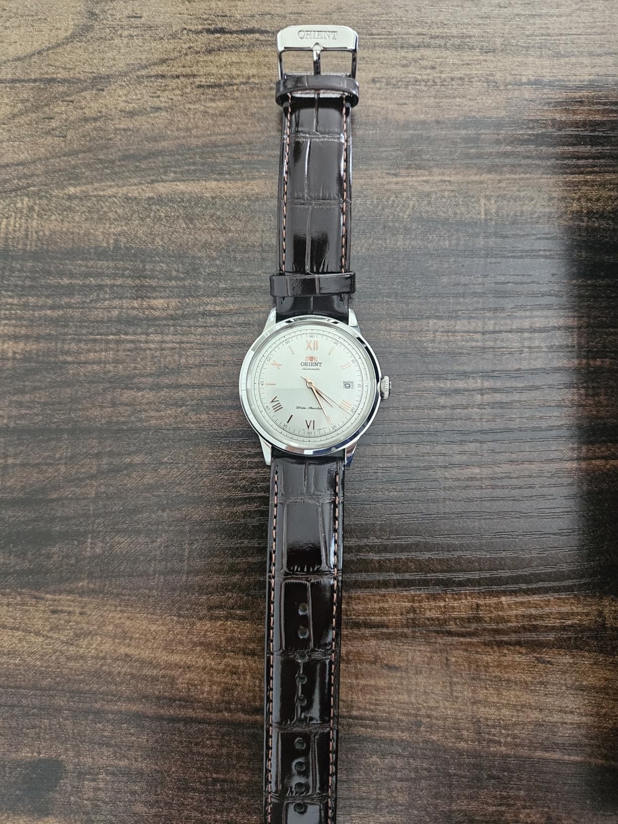 Orient Men's '2nd Gen. Bambino Ver. 2' Japanese Automatic Stainless Steel and Leather Dress Watch customer photo 1