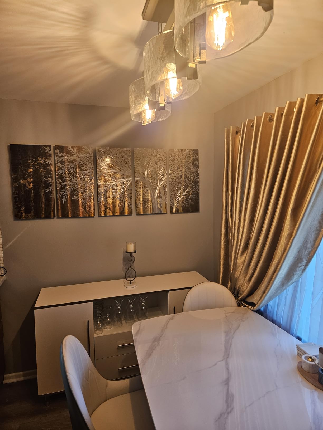 Yihui Arts Abstract Metal Wall Art - Tree Of Life Hand Crafted 5 Pieces Panels Large Big Unique 3D Aluminum Modern Contemporary Home Accent customer photo 2