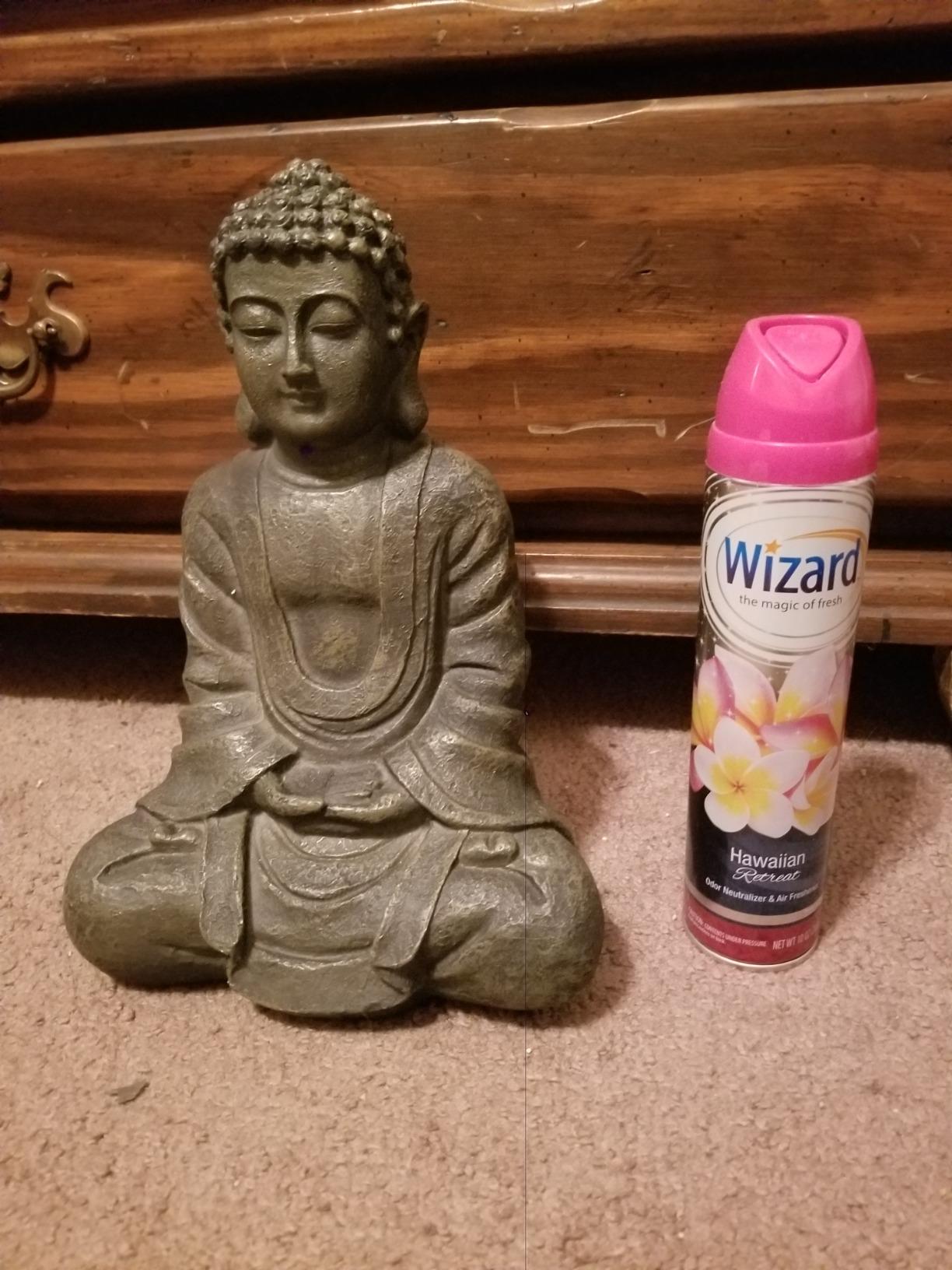 MyGift 11.5 Inch Sitting Buddha Statue, Gray Resin Meditation Figurine for Zen, Yoga, Prayer, Altar, Garden, or Spiritual Home Décor customer photo 1