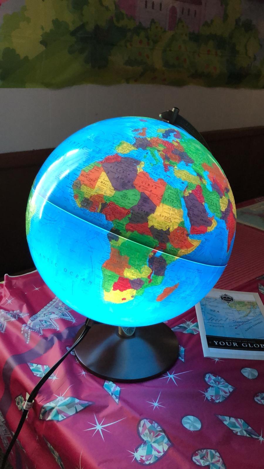 Replogle Illuminated World Globe with Stand, 12 Inch diameter light up globe with 3-D Raised Relief Texture. Perfect for Children And Kid's Classroom and home Decor, Made In USA customer photo 1