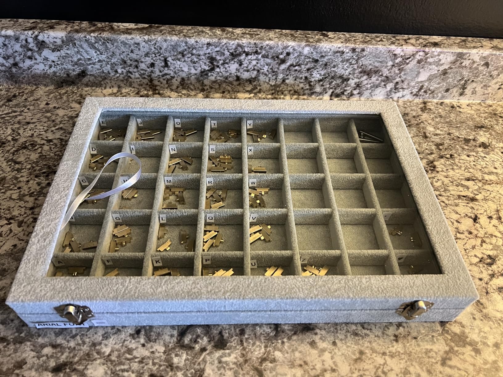 Wudygirl Jewelry Organizer Velvet Jewelry Tray 24 Grid Jewelry Box Earring Holder Organizer Removable Display Case Organizer Glass Top Lid & Lock (24 Grid) customer photo 2