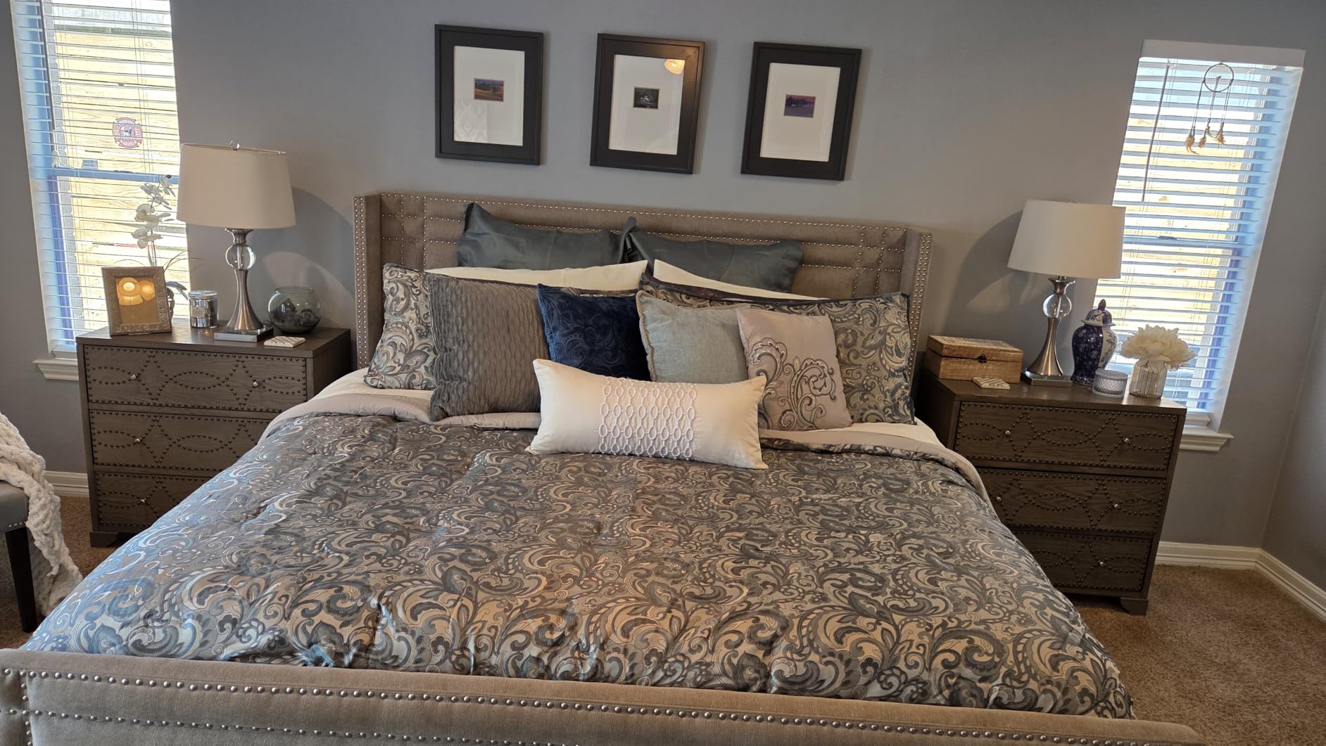 Madison Park Essentials Brystol 24 Piece Room in a Bag Faux Silk Comforter Jacquard Paisley Design Matching Curtains Down Alternative Hypoallergenic All Season Bedding-Set, King (104 in x 92 in), Teal customer photo 2