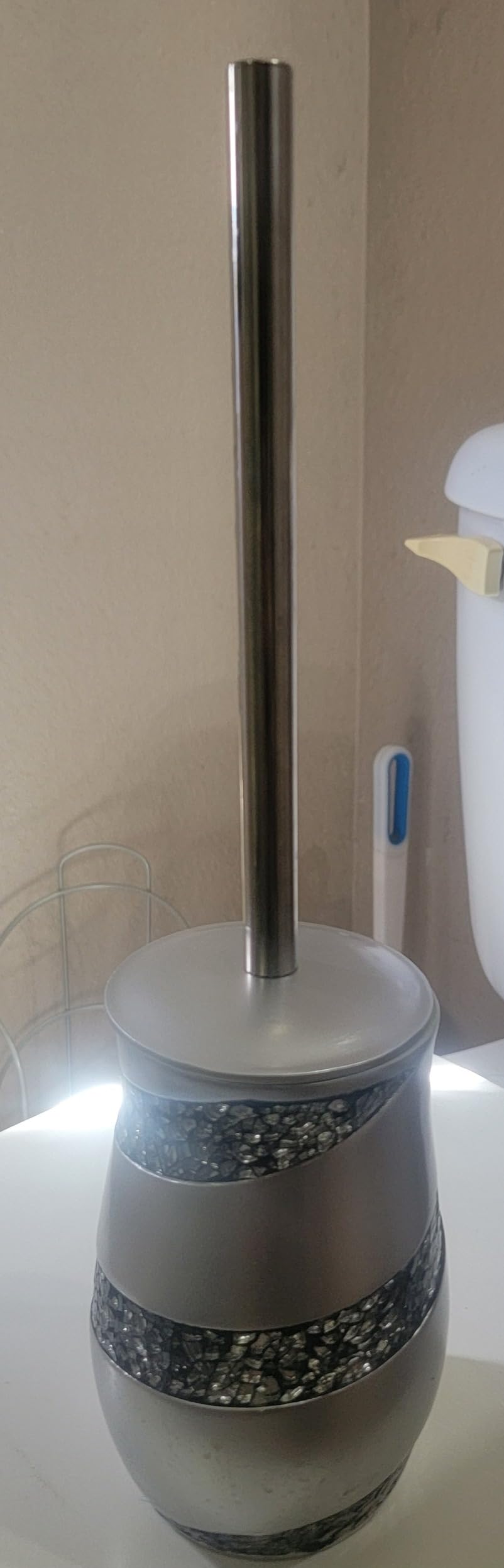 Creative Scents Silver Mosaic Bathroom Accessories Set Complete - 6 Piece Bathroom Set with Trash Can, Tissue Cover, Soap Dispenser, Toothbrush Holder, Tumbler & Soap Dish customer photo 2