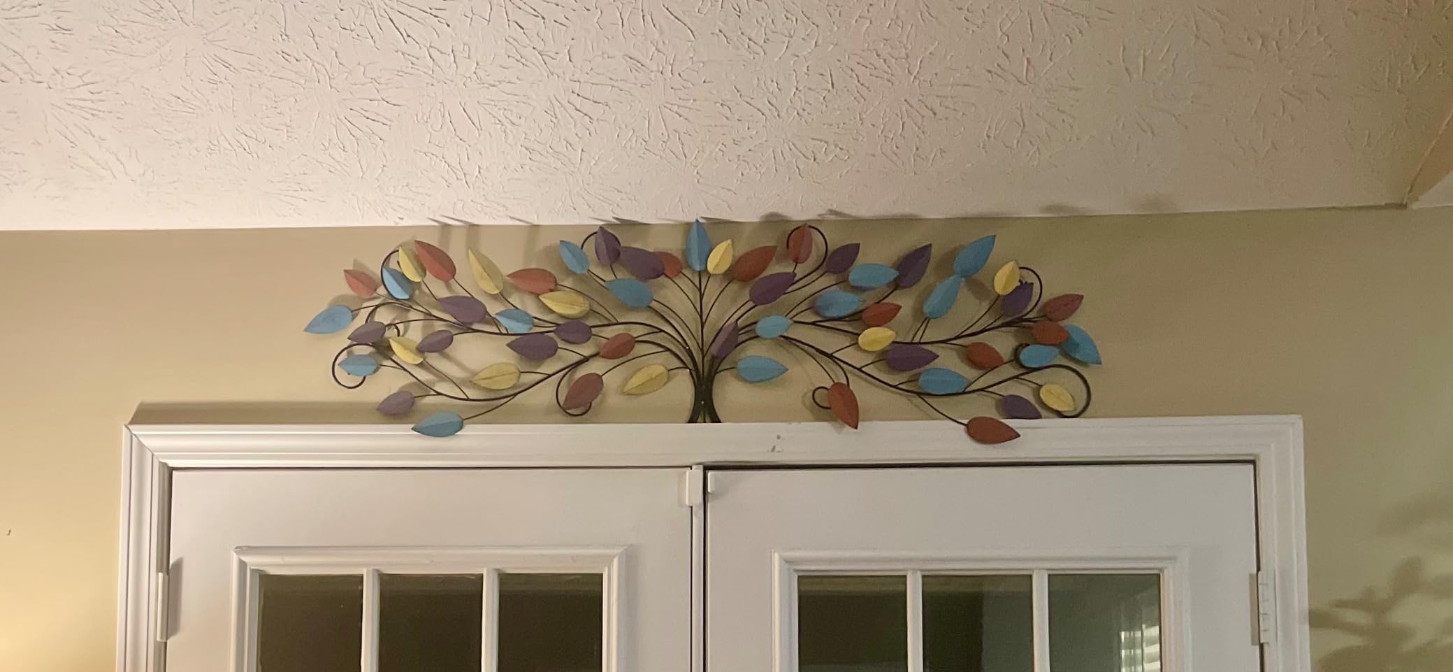 Bellaa 21987 Tree of Life Metal Wall Art Scroll Vine Olive Branch Leaf Decor Wrought Iron Rustic Sculptures Above the Bed Living Room Outdoor Garden Decoration Big Large Plaque Medallion 52 Inch customer photo 1