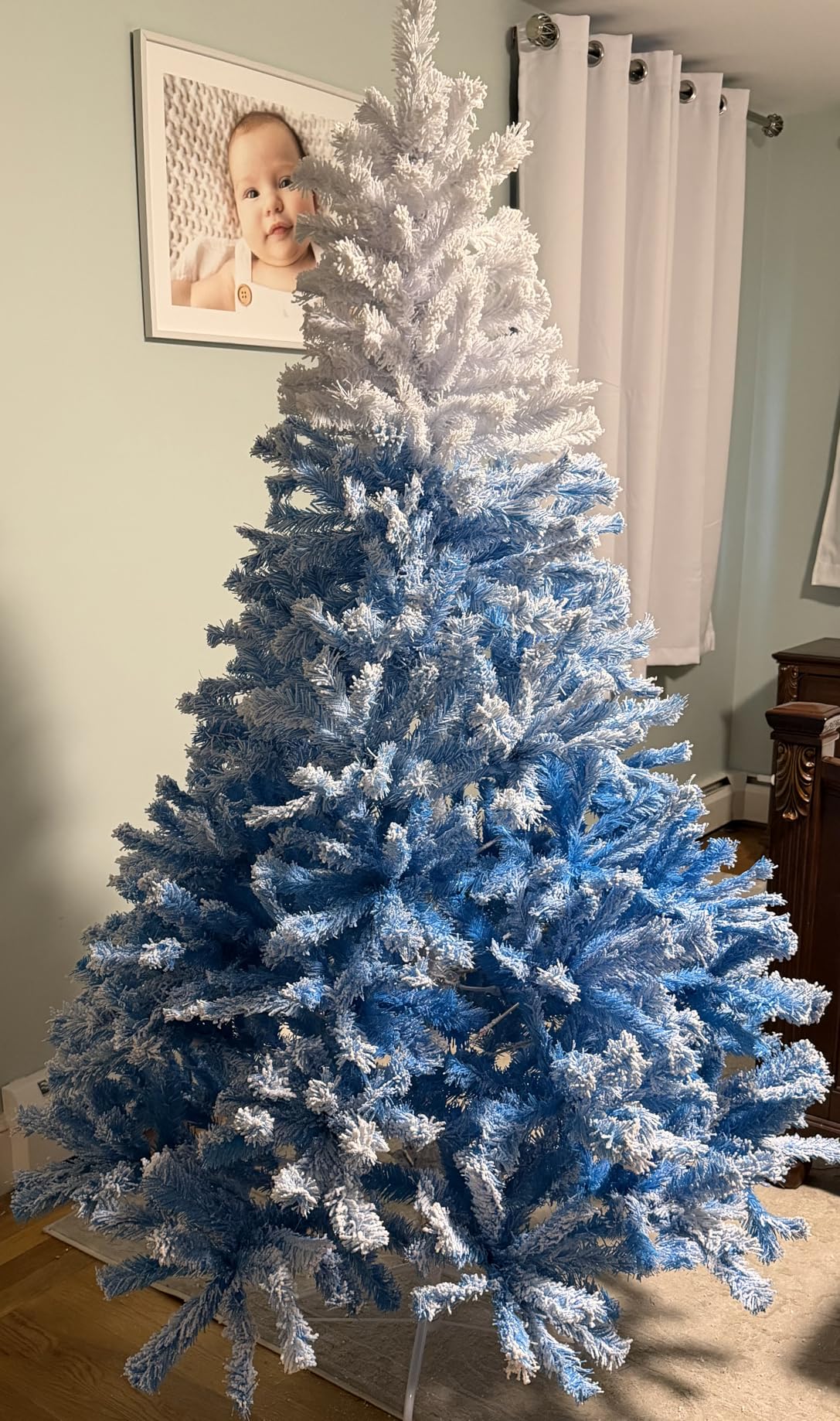 Goplus 9FT Pre-Lit Artificial Christmas Tree Auto-Spread/Close up Branches 11 Flash Modes with Multicolored 1000 LED Lights & Metal Stand customer photo 1