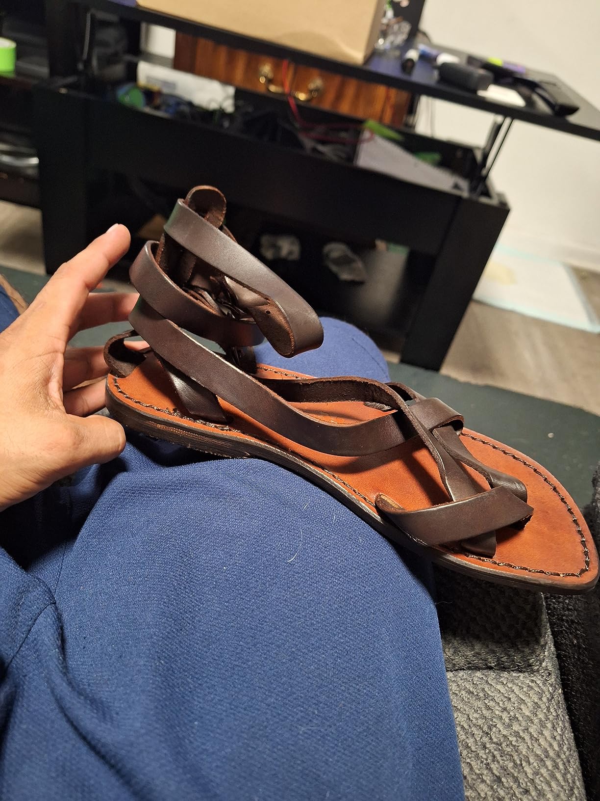 Gianluca Leather Sandals for Men | Italian Handmade Gladiator Style, Grounding Sole, European Fit, Made in Florence, Italy customer photo 2