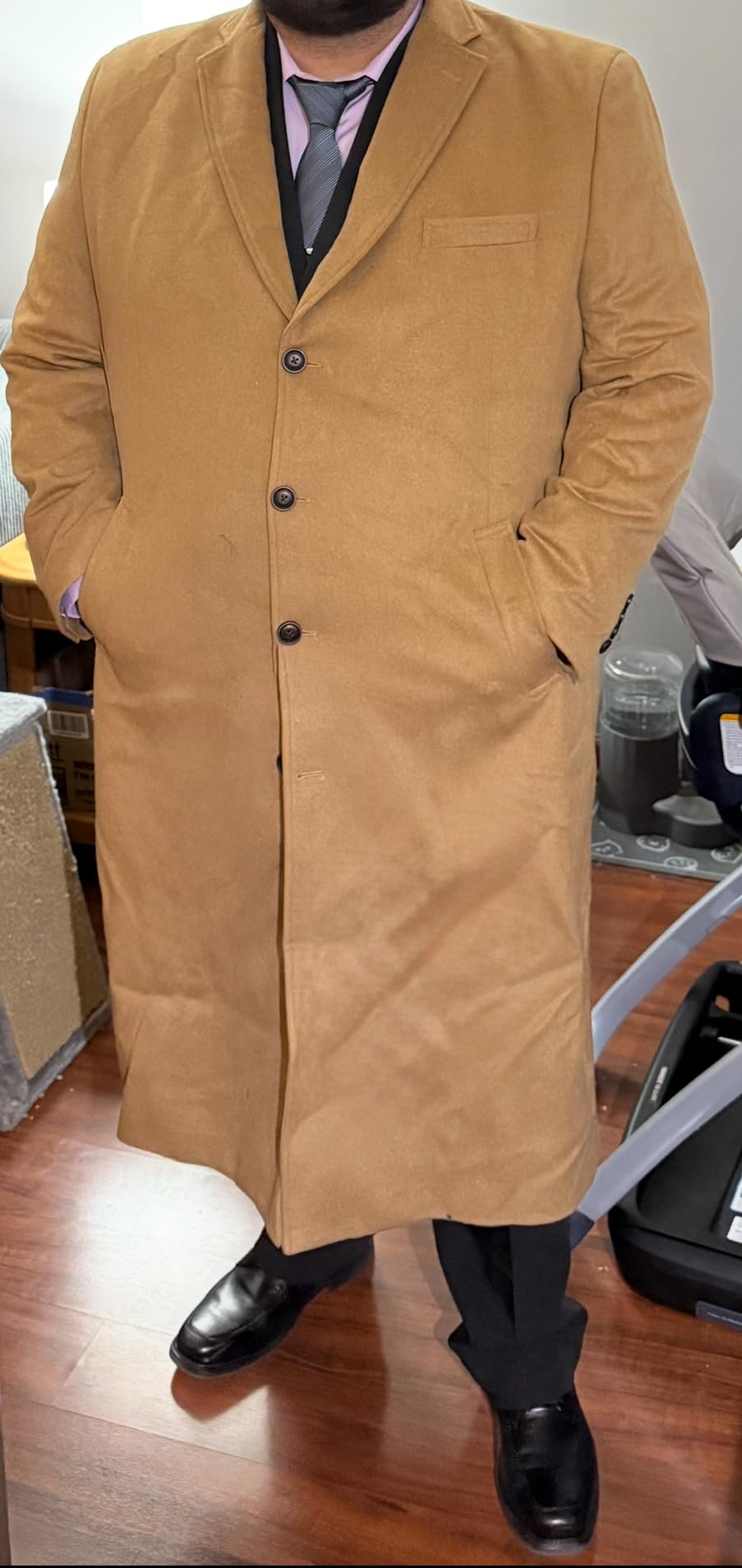 THE SUIT DEPOT Mens Single Breasted Wool Cashmere Full Length Overcoat customer photo 1