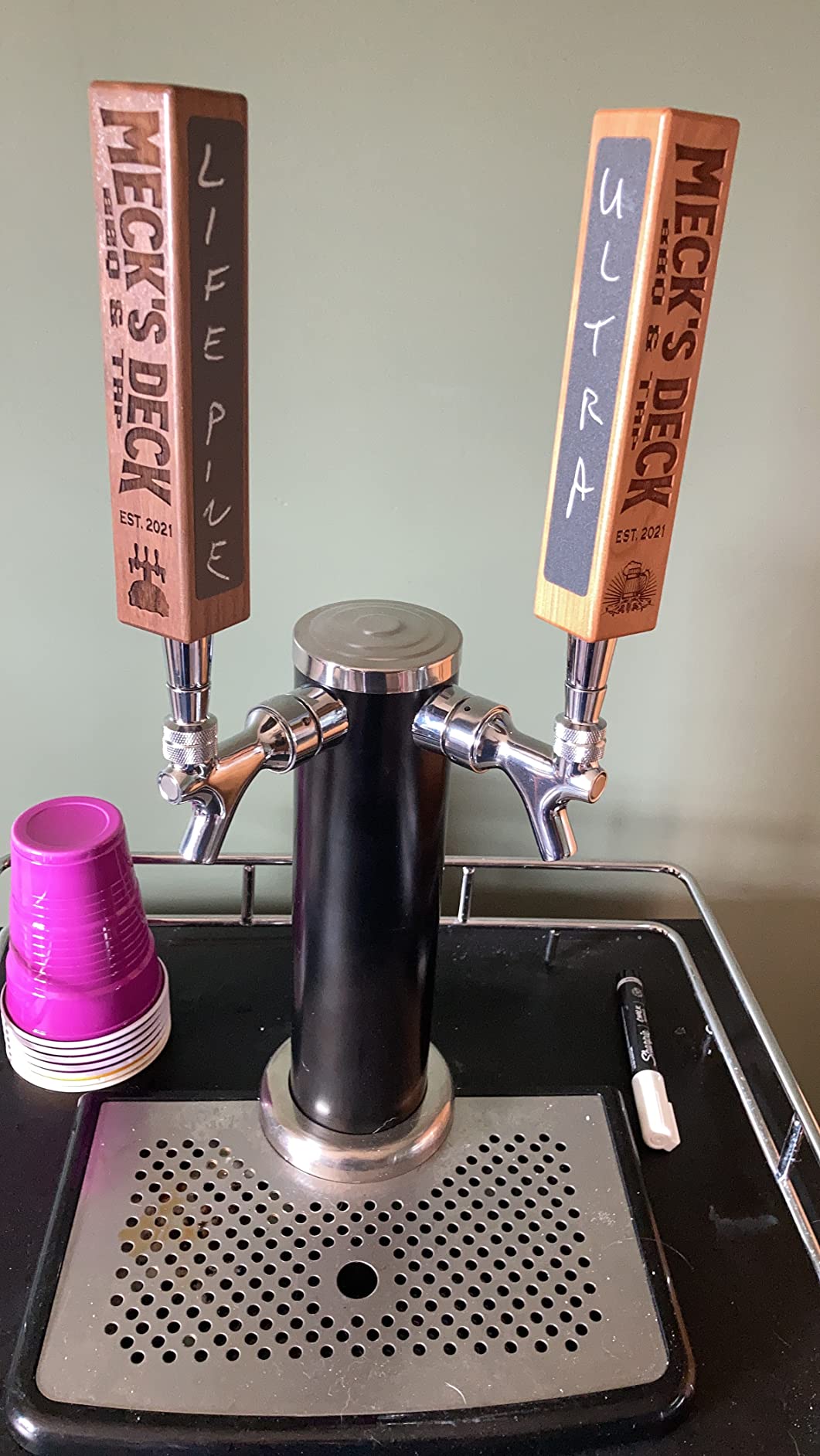 BEERGON Double Tap Draft Beer Tower - 2-Tap Beer Column 13-inch High by 3-inch Diameter - Stainless Steel Body with Black Satin Finish customer photo 1