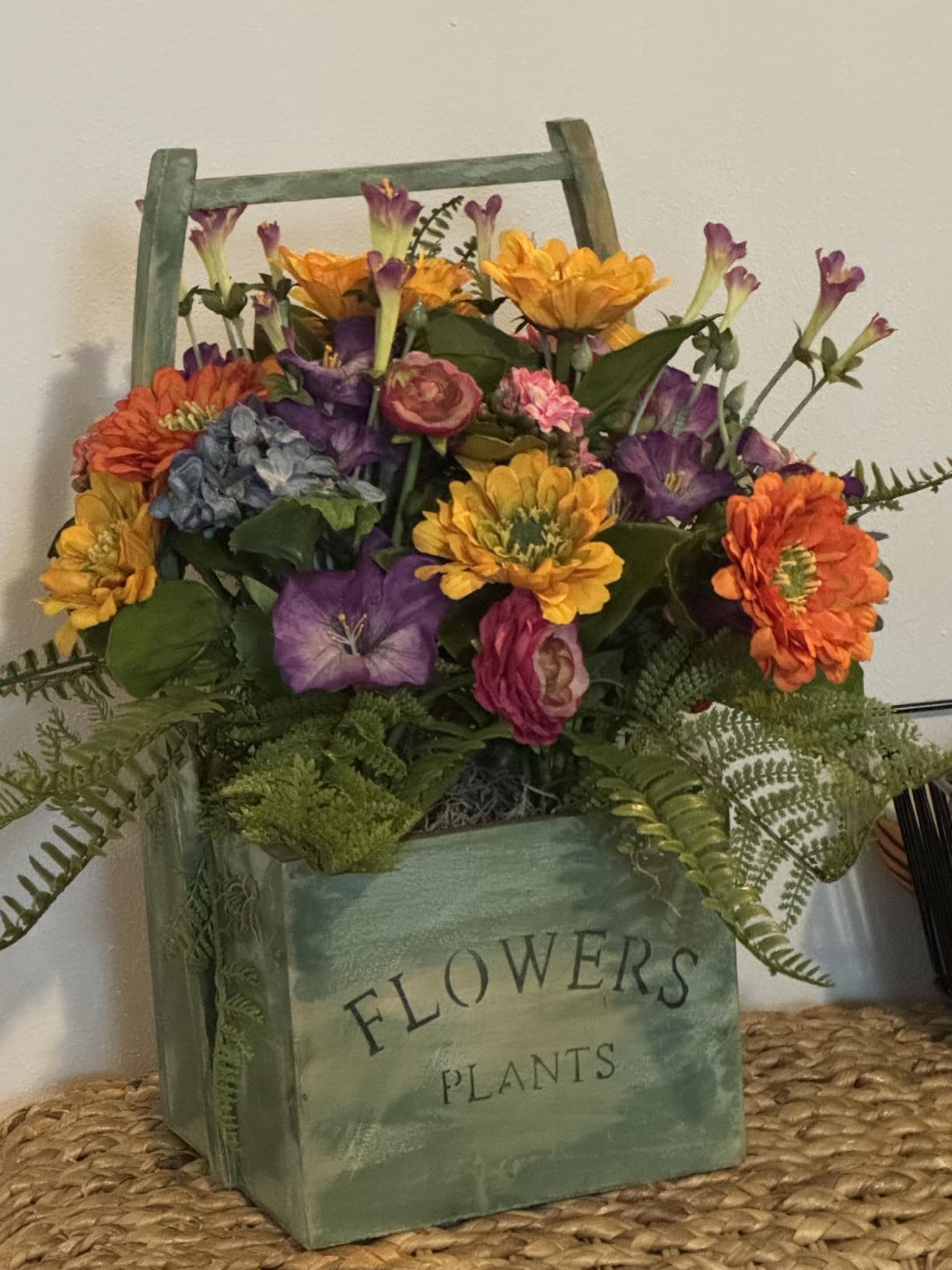 Mixed Floral Artificial Arrangement in Wood Basket customer photo 1