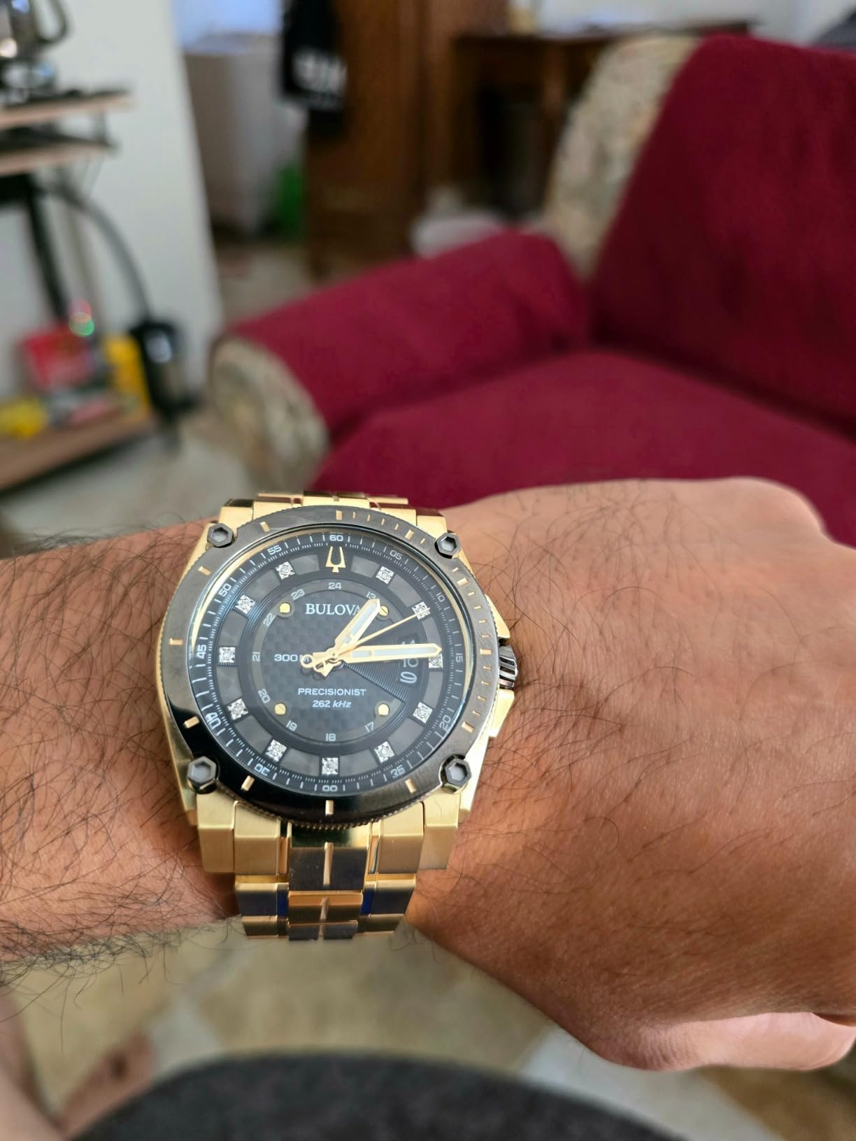 Bulova Men's High Precisionist Quartz Icon Grey IP and Rose Gold Watch, Diamonds, 300M Water Resistant customer photo 2