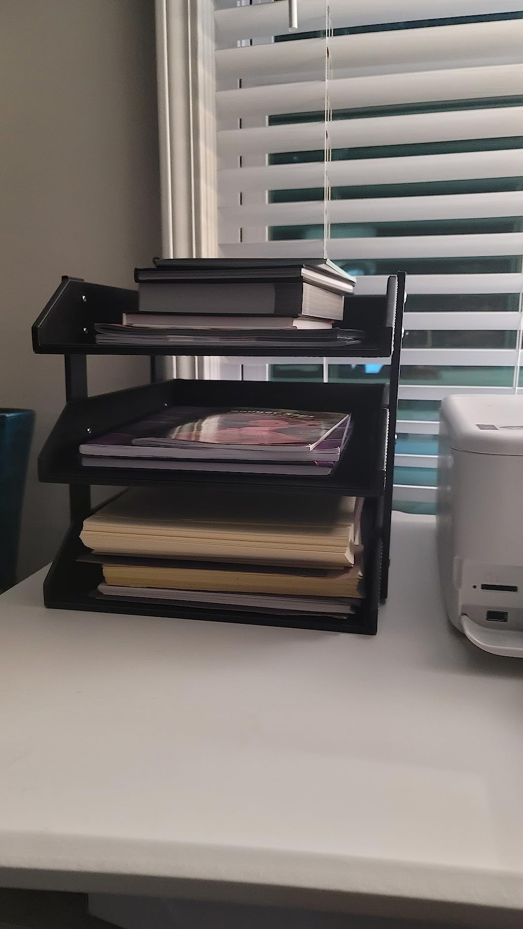 Leather Desk Organizer, Thipoten 3-Tier Stackable Letter Tray Holder for Office Supplies, Paper, File, Magazine, Perfect Office Organization for Desktop (Brown-3Tiers) customer photo 1