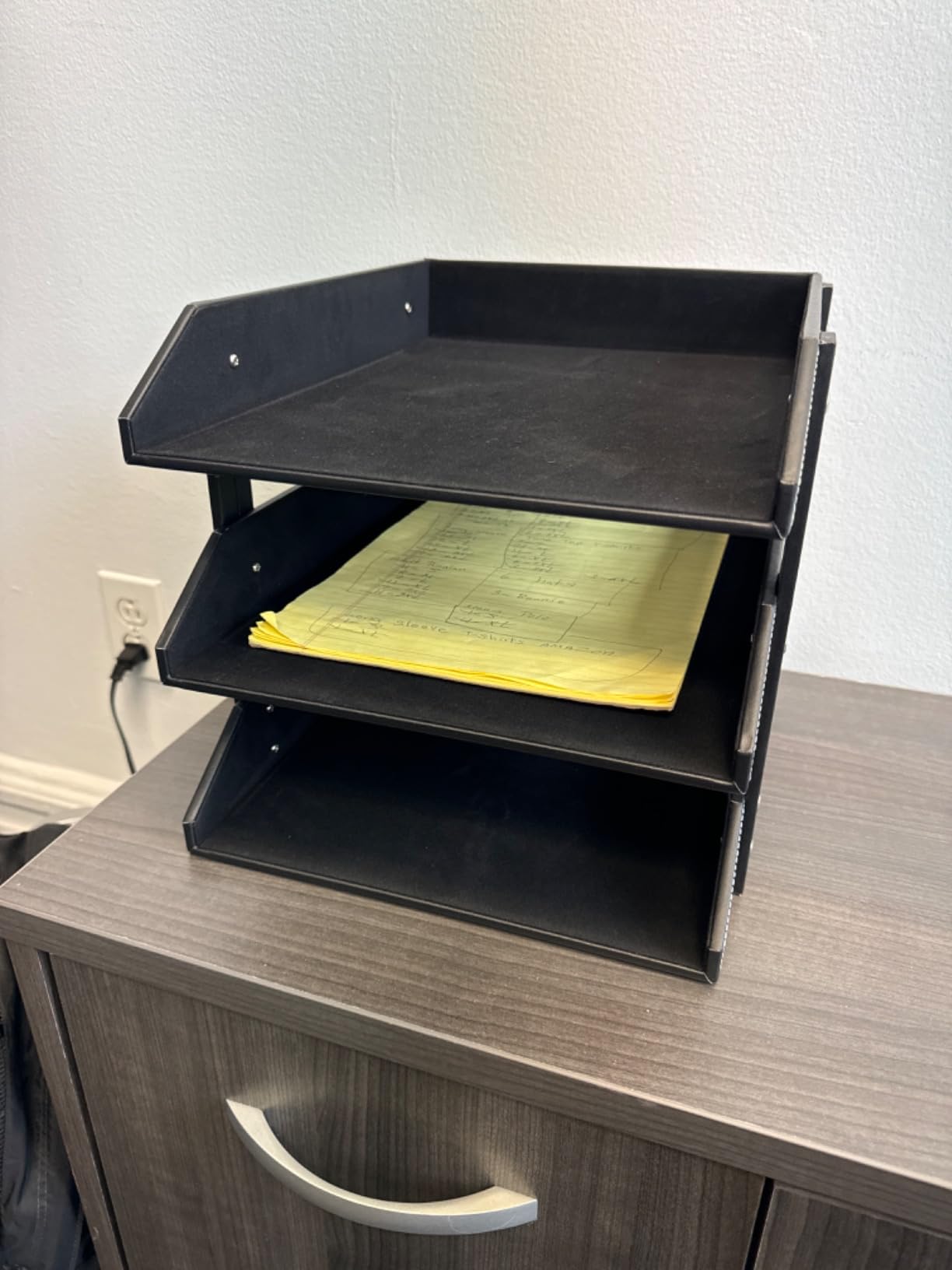 Leather Desk Organizer, Thipoten 3-Tier Stackable Letter Tray Holder for Office Supplies, Paper, File, Magazine, Perfect Office Organization for Desktop (Brown-3Tiers) customer photo 4