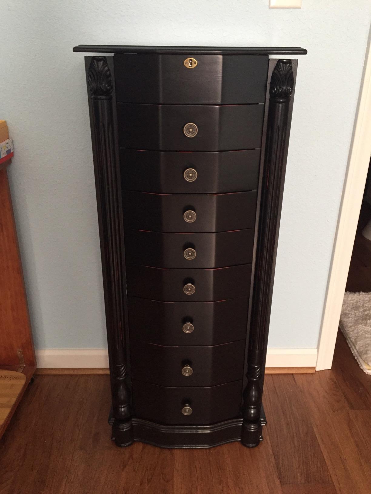 Elizabeth Jewelry Armoire - Locking Top with Mirror, Cord Access, 8 Drawer Organizer, Side Necklace Hooks, Anti-Tarnish Lining, 40 Inch Tall customer photo 1