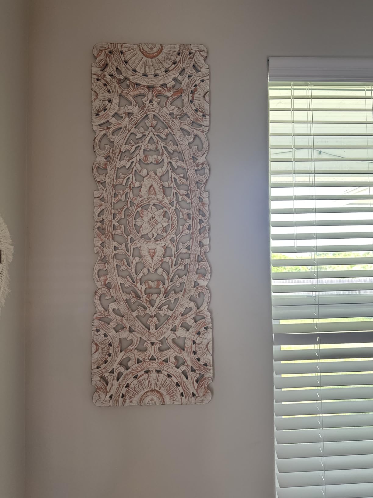 Deco 79 Wood Floral Handmade Home Wall Decor Intricately Carved Mandala Wall Sculpture with Brown Distressing, Wall Art 36