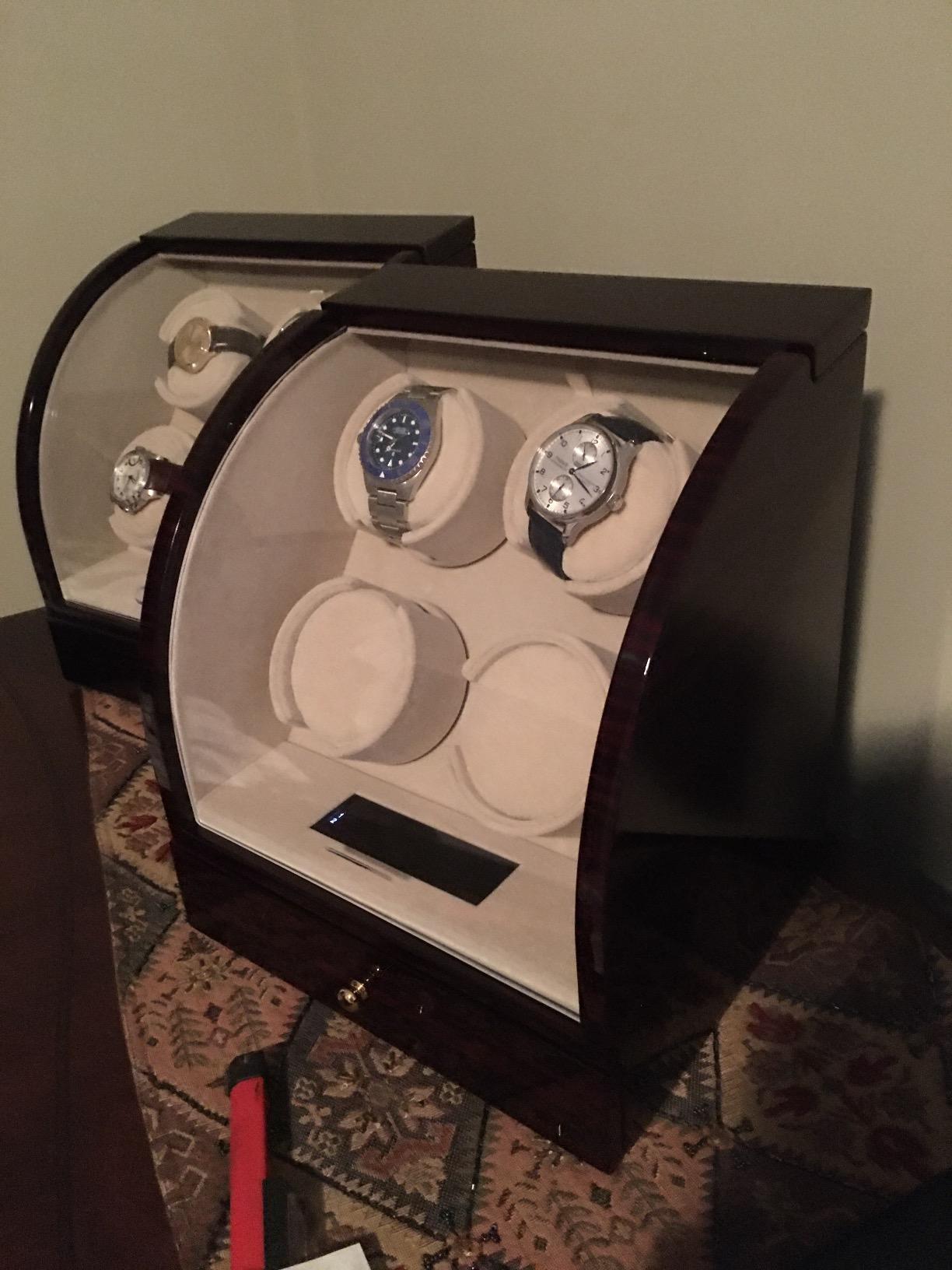 CHIYODA Watch Winder For 4 Watches + 3 Storage, Quiet MABUCHI Motors, LCD Display & Control Screen (Brown01) customer photo 2