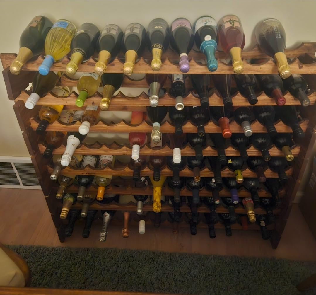 Smartxchoices 96 Bottles Stackable Modular Wine Rack, 8-Tier Wooden Wine Storage Rack Freestanding Wine Holder Display Shelves, Wobble-Free Shelves, Solid Wood customer photo 1