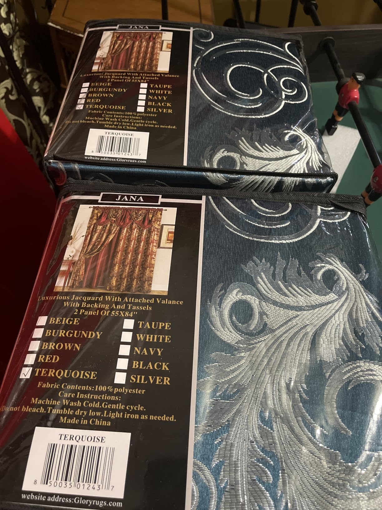 GLORY RUGS Jacquard Luxury Window 2 Panel Set Brown Curtain with Attached Valance and Backing Bedroom Living Room Dining customer photo 1