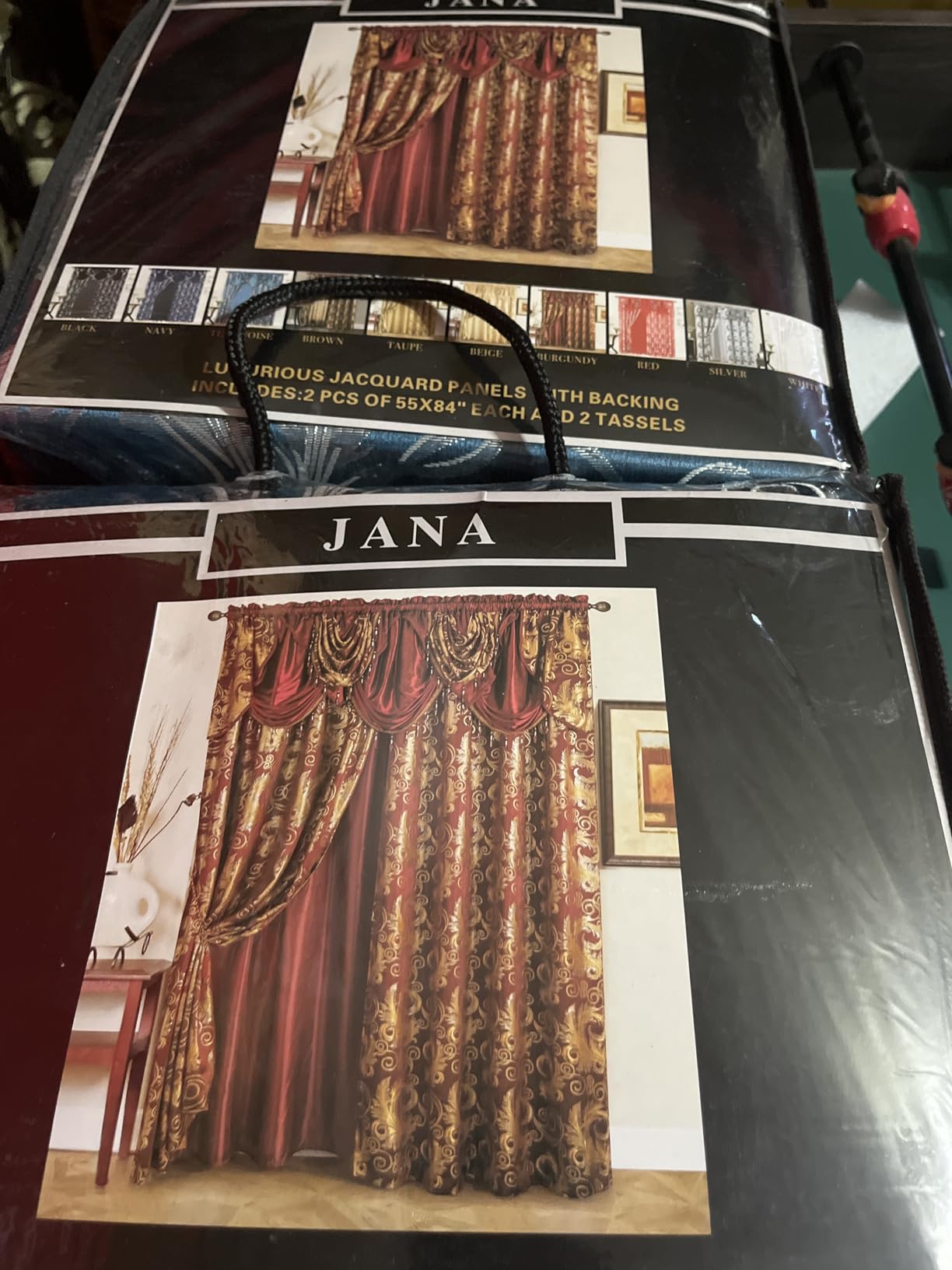 GLORY RUGS Jacquard Luxury Window 2 Panel Set Brown Curtain with Attached Valance and Backing Bedroom Living Room Dining customer photo 2