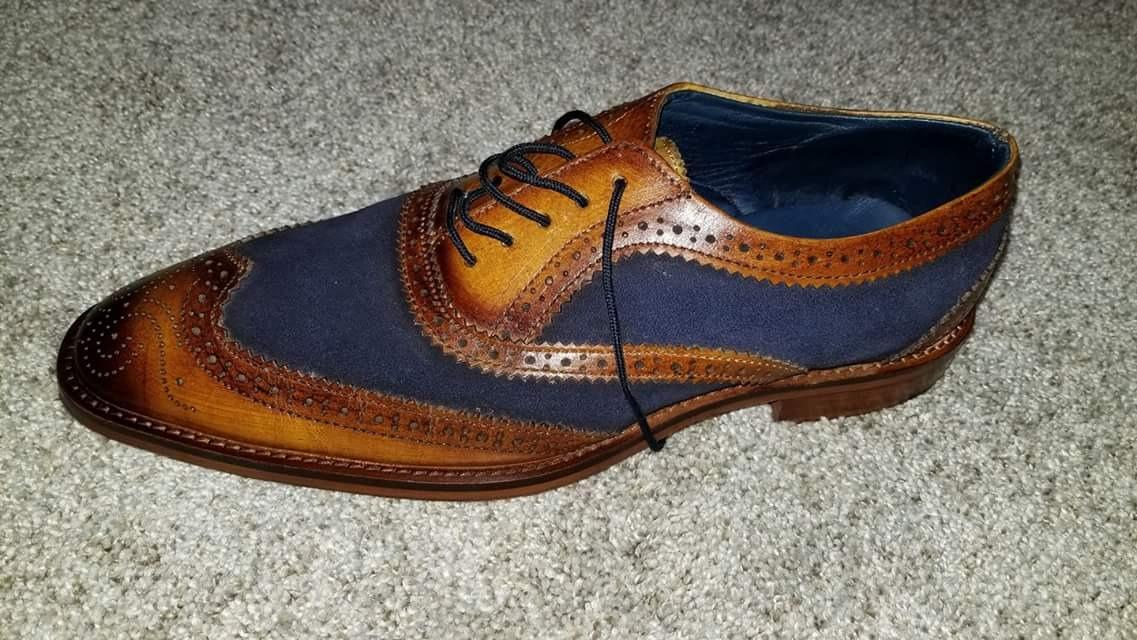 Lethato Wingtip Brogue Oxford Handcrafted Men's Genuine Leather Lace up Dress Shoes customer photo 1