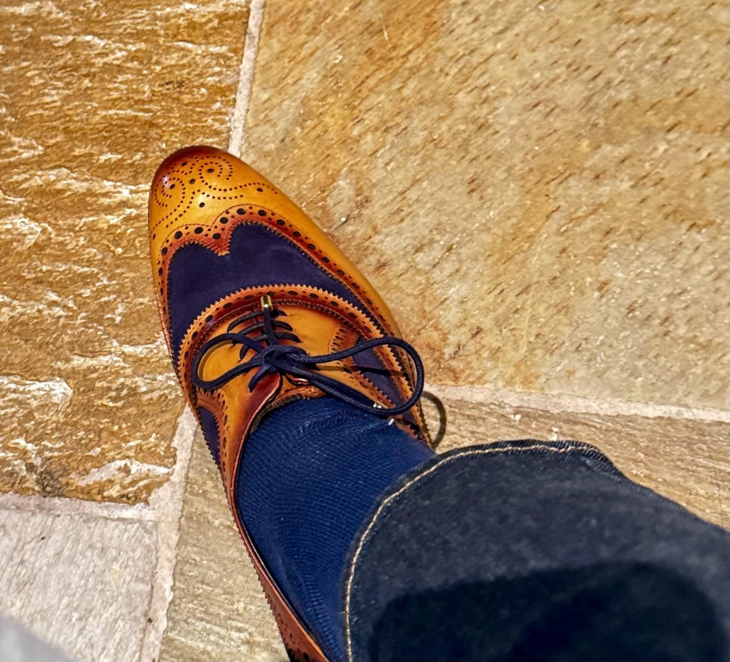 Lethato Wingtip Brogue Oxford Handcrafted Men's Genuine Leather Lace up Dress Shoes customer photo 2