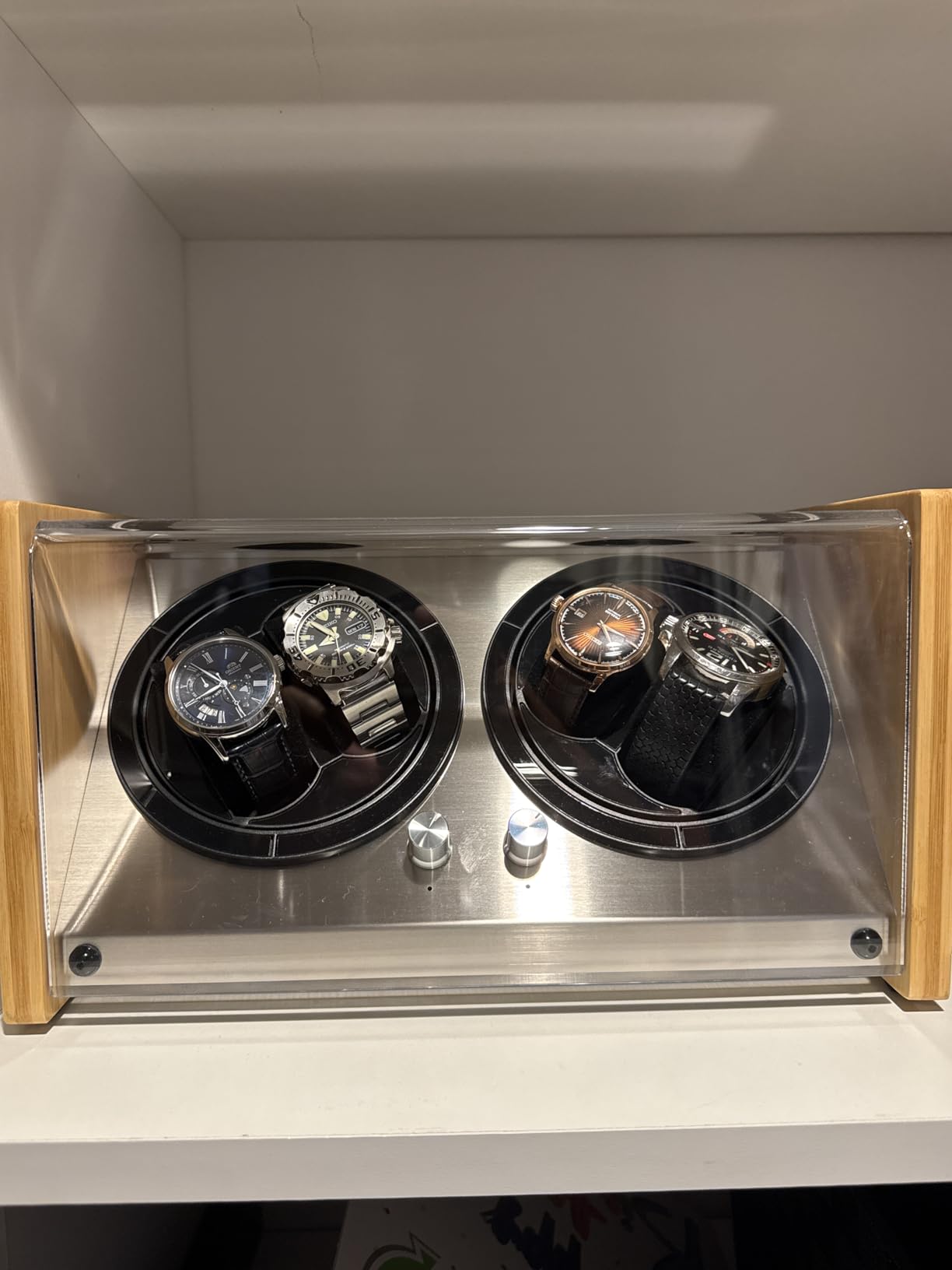 Watch Winder Smith Handcrafted Bamboo Watch Winder for Luxury Automatic Watches, Quiet Japanese Motors, Space-Saving 2-Watch and 4-Watch Capacity Turner Case customer photo 2
