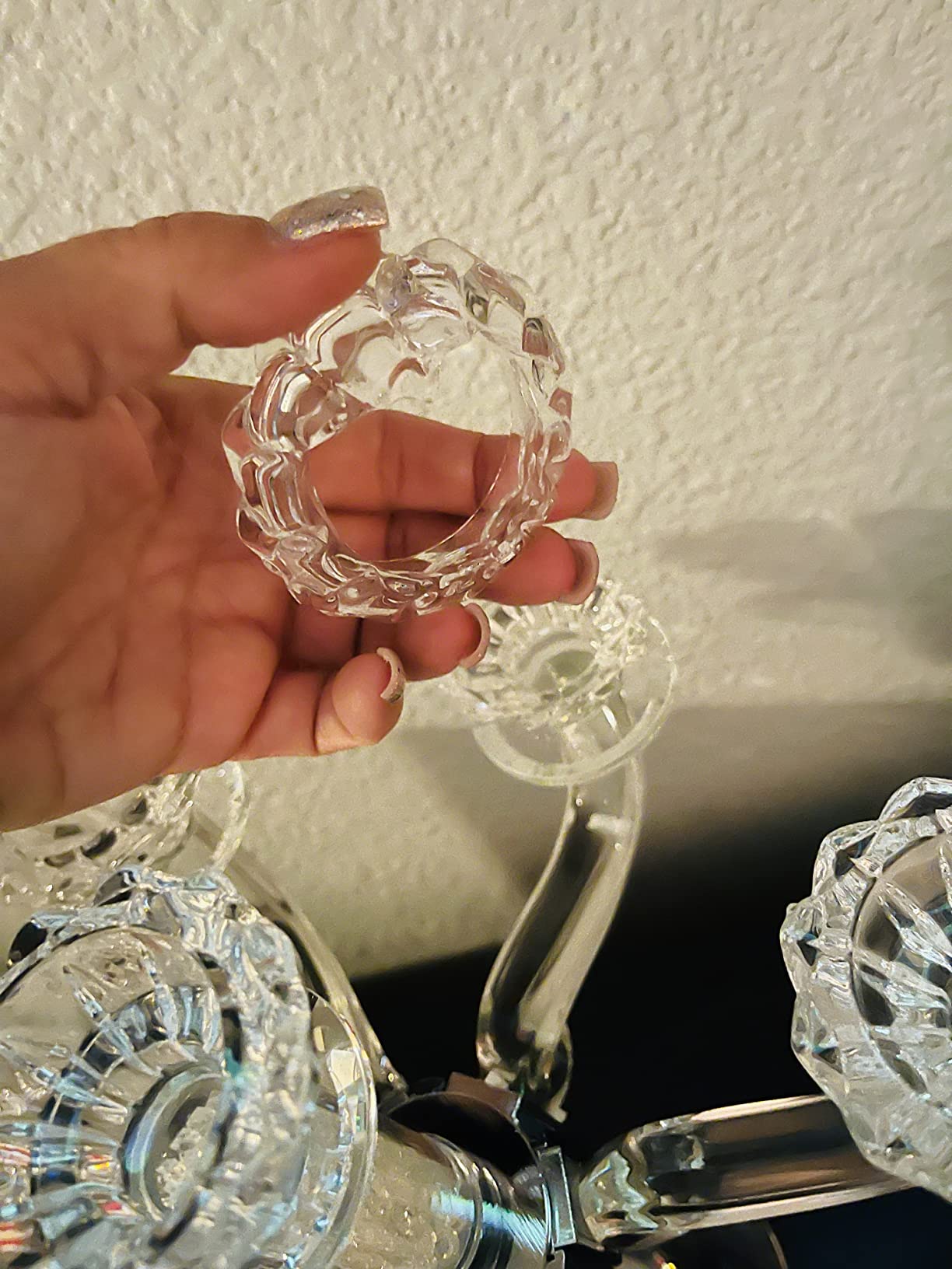 7 Light Crystal Candelabra, 11.4'' Glass Candle Holder, 7 Branch Menorah for Shabbat Christmas Wedding Home Decor Centerpieces customer photo 2