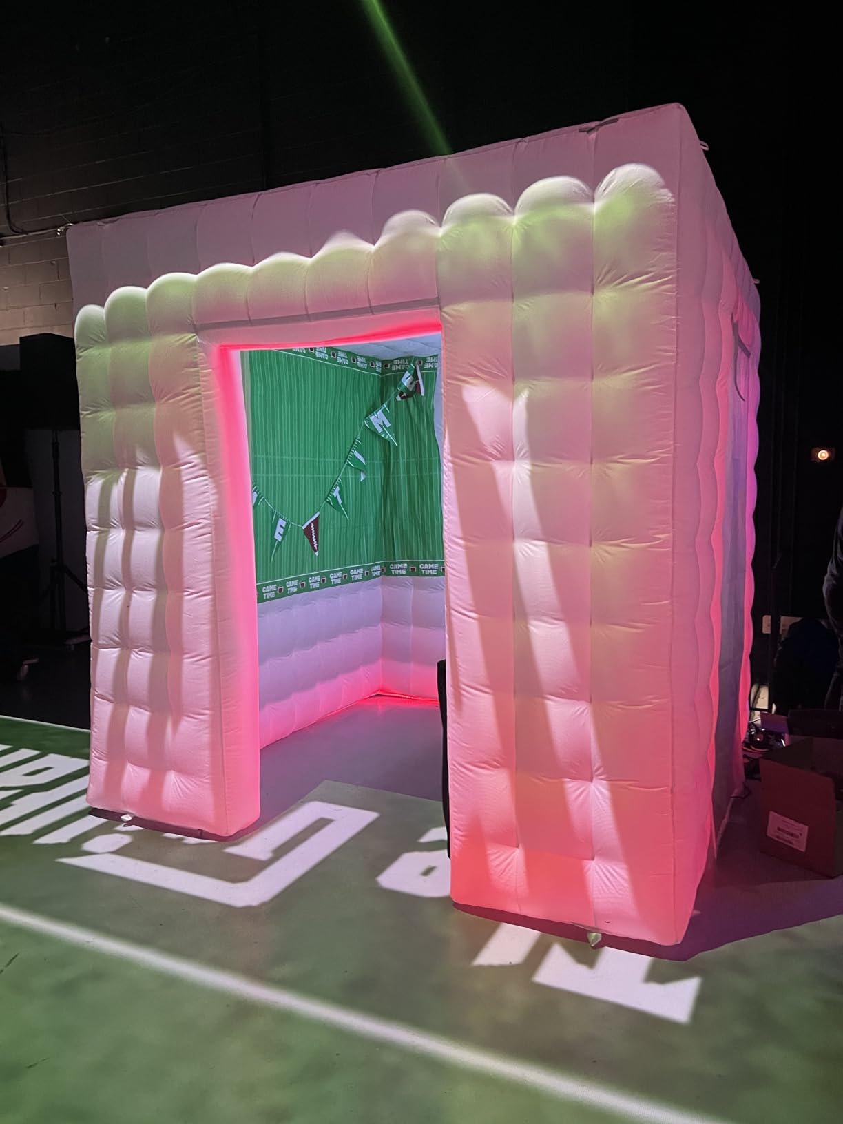 SAYOK Inflatable Photo Booth Enclosure Inflatable Booth 360 Photo Booth Backdrop 8.2x8.2ft Portable 16 Colors Led Dimmable Shooting Photobooth Tent Kit for Advertising, Bars, Shopping Malls, Events customer photo 1