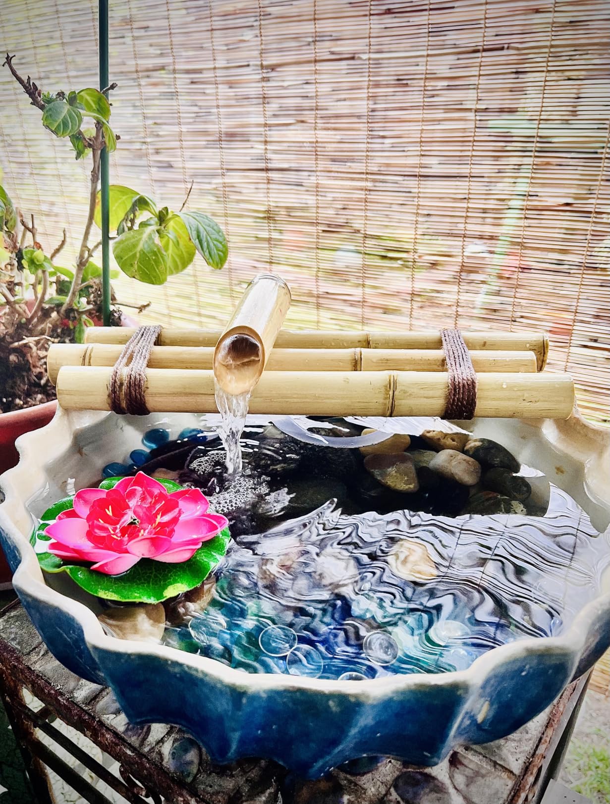 Bamboo Water Fountain Medium 12 Inch Three Arm Style without Pump, Indoor or Outdoor Zen Garden Decor Fountain customer photo 2