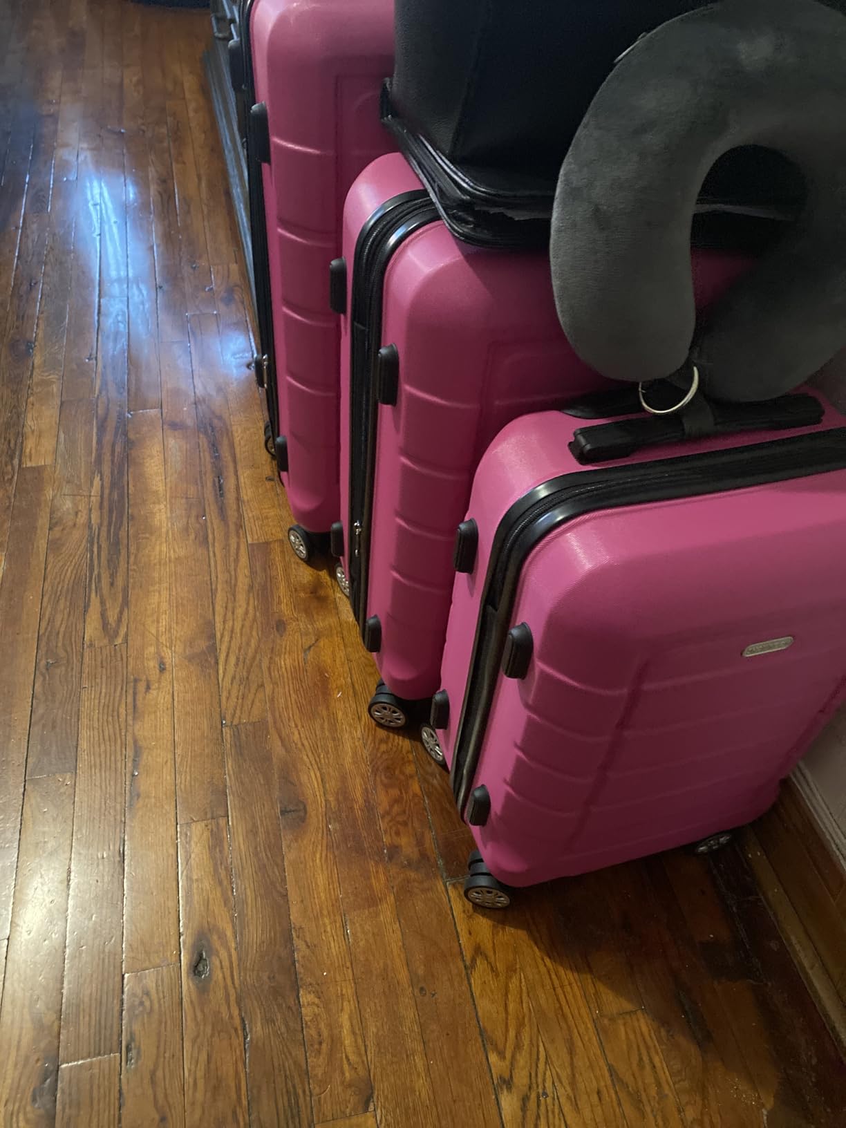 SHOWKOO Luggage Sets 3 Piece Expandable 100% PC Durable Hardshell Suitcase with Wheels TSA Lock Blue customer photo 2