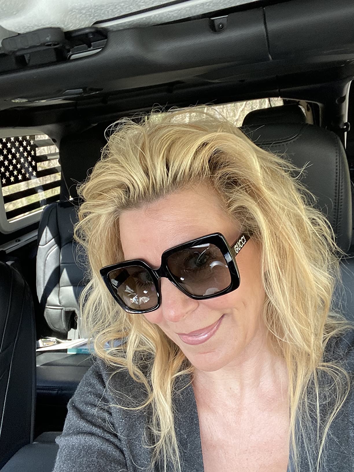 Gucci Women's GG0418S Sunglasses, Black-Black-Grey, 54 customer photo 2