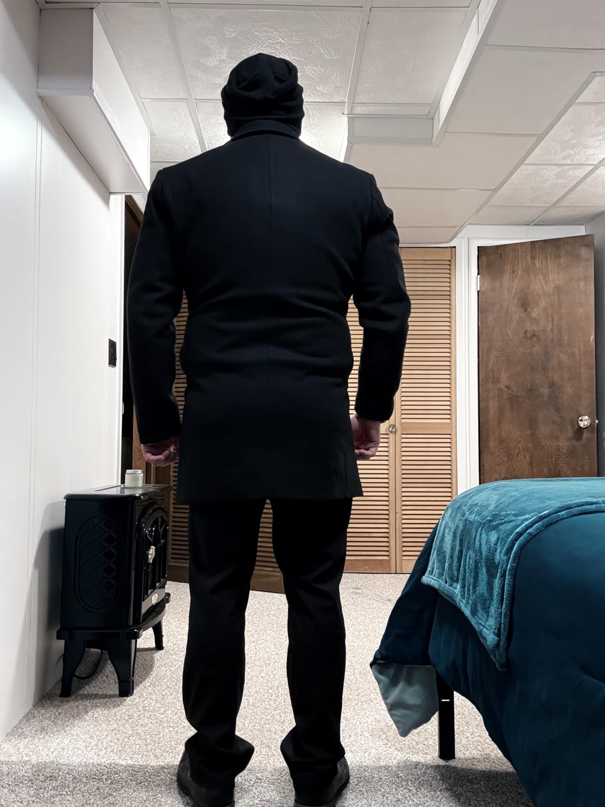 Springrain Men's Wool Blend Pea Coat Notched Collar Single Breasted Overcoat Warm Winter Trench Coat customer photo 2