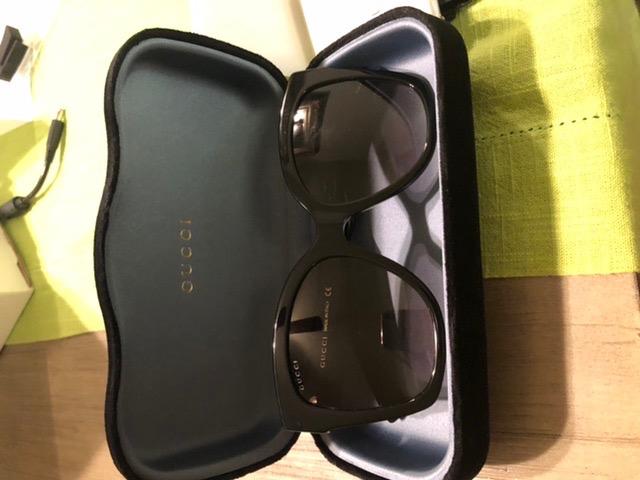 Gucci Women's Web Plaque Sunglasses, Black/Grey Gradient, One Size customer photo 2