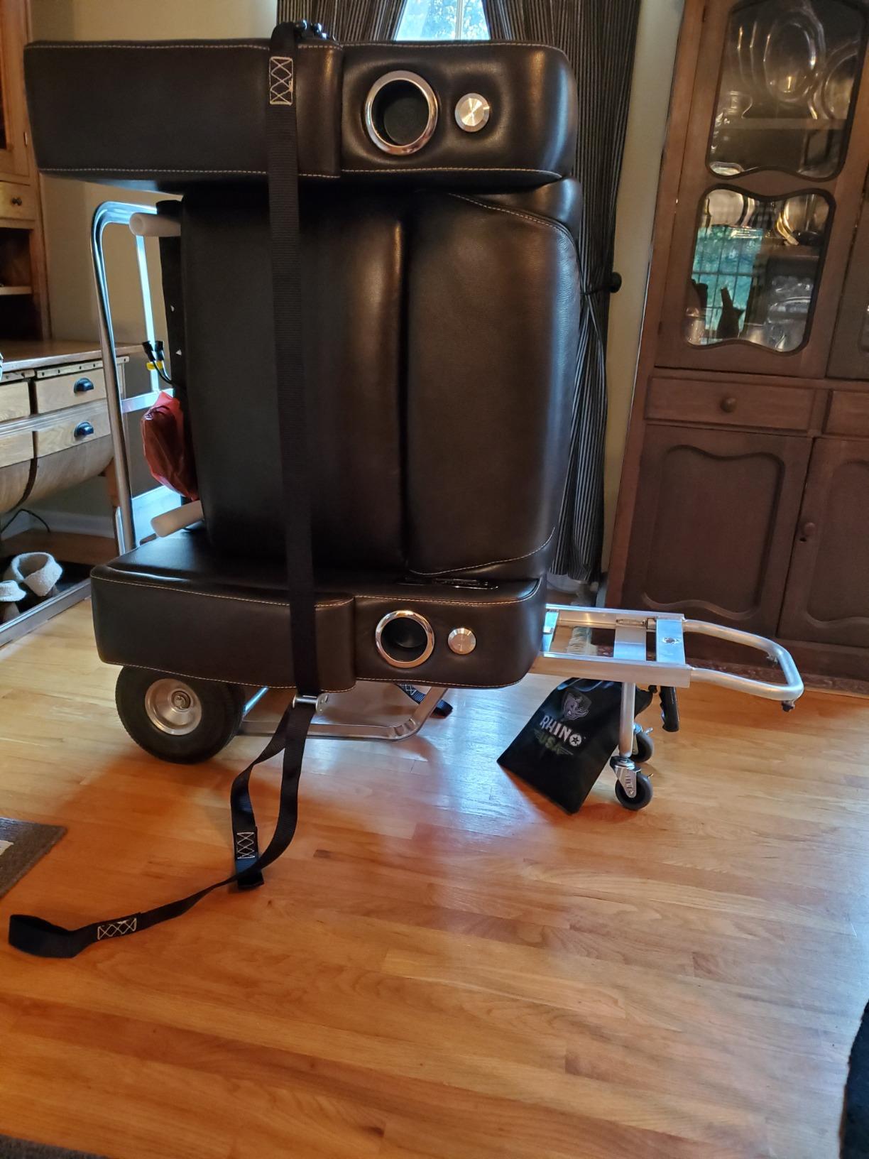 Seatcraft Pantheon - Big & Tall - Home Theater Seating - Living Room - 400 lbs Capacity - Italian Leather - Power Recline - Powered Headrest and Lumbar - Cupholders - Arm Storage, Row of 2, Black customer photo 2